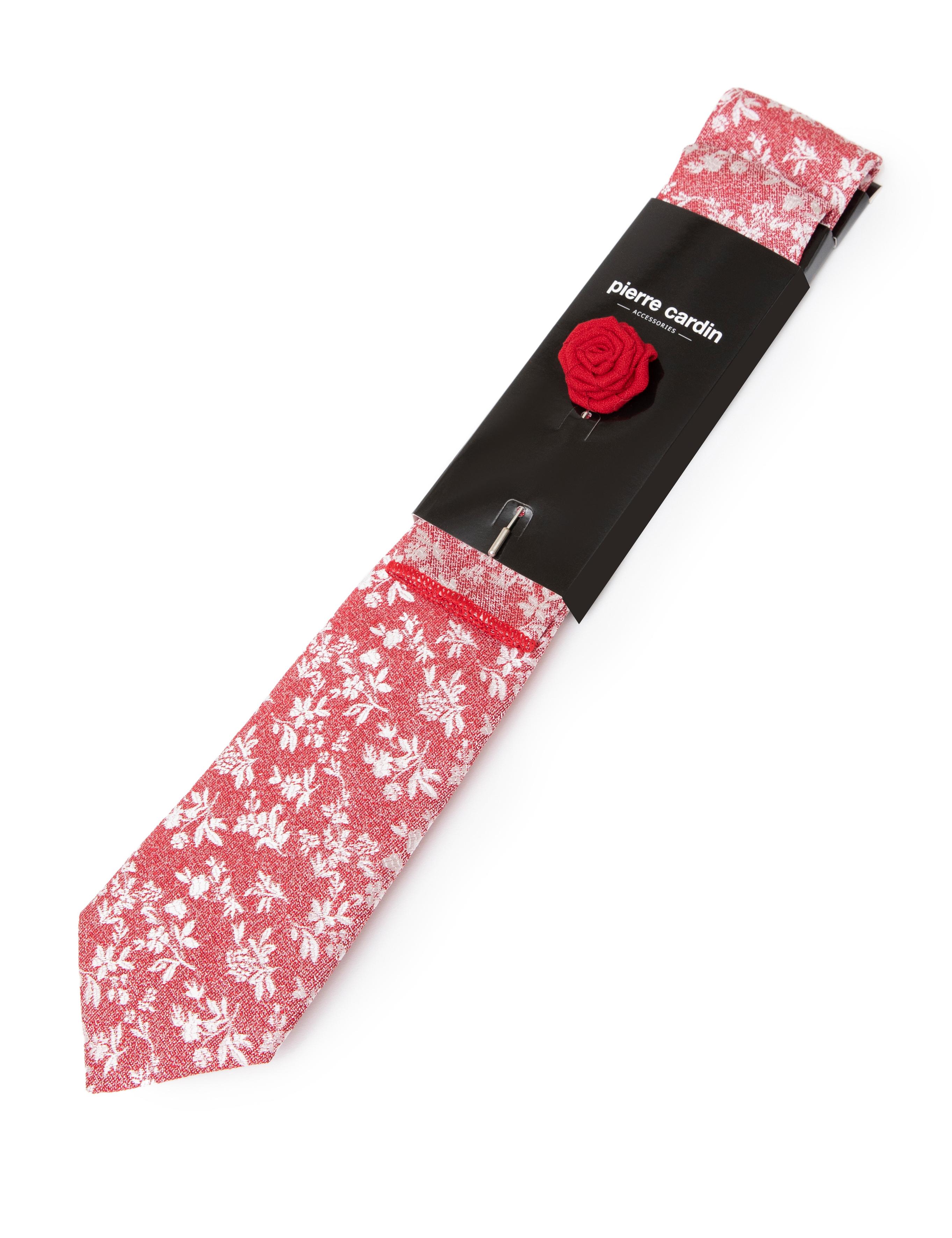 Bordo 3'lü Kravat-Mendil-Kravat İğnesi Set