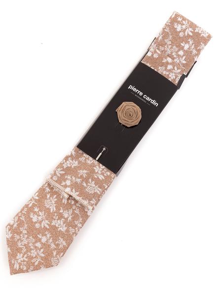 Kahverengi 3'lü Kravat-Mendil-Kravat İğnesi Set - 50258884002