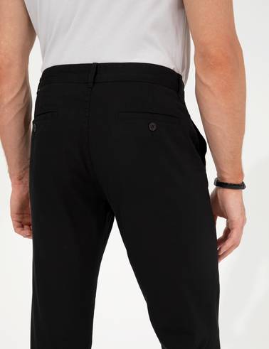 Siyah Slim Fit Kanvas Pantolon