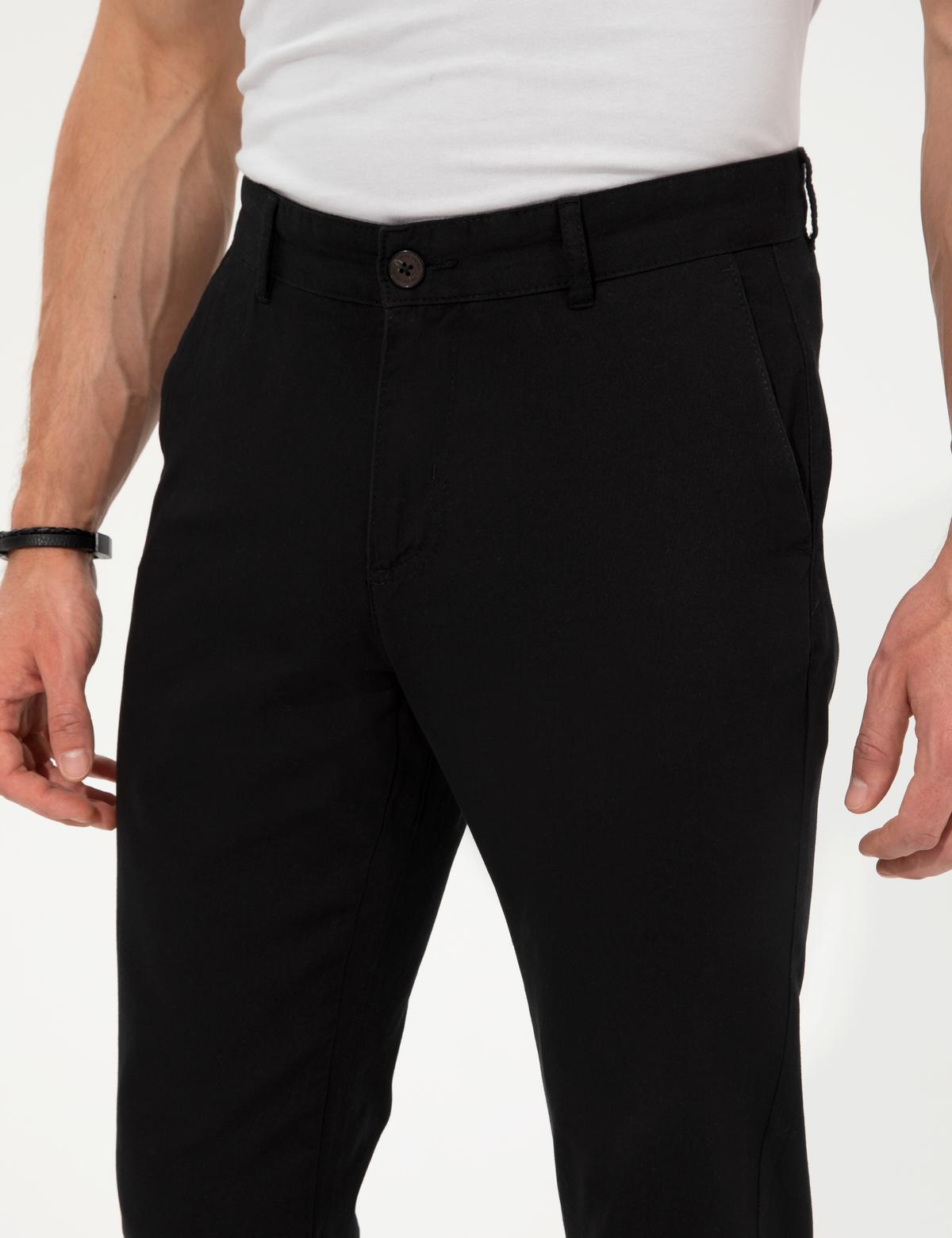 Siyah Slim Fit Kanvas Pantolon - 50259251153