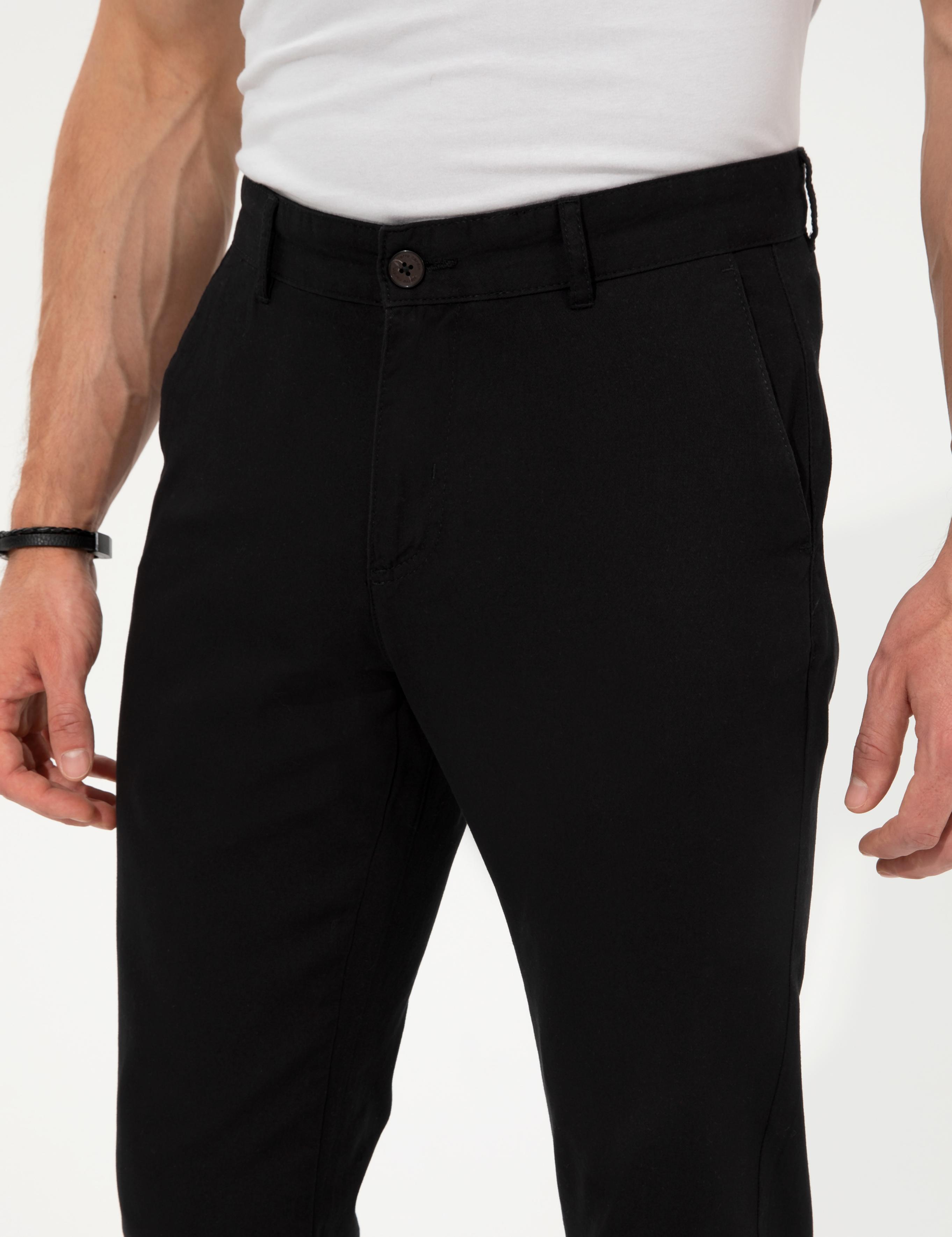 Siyah Slim Fit Kanvas Pantolon