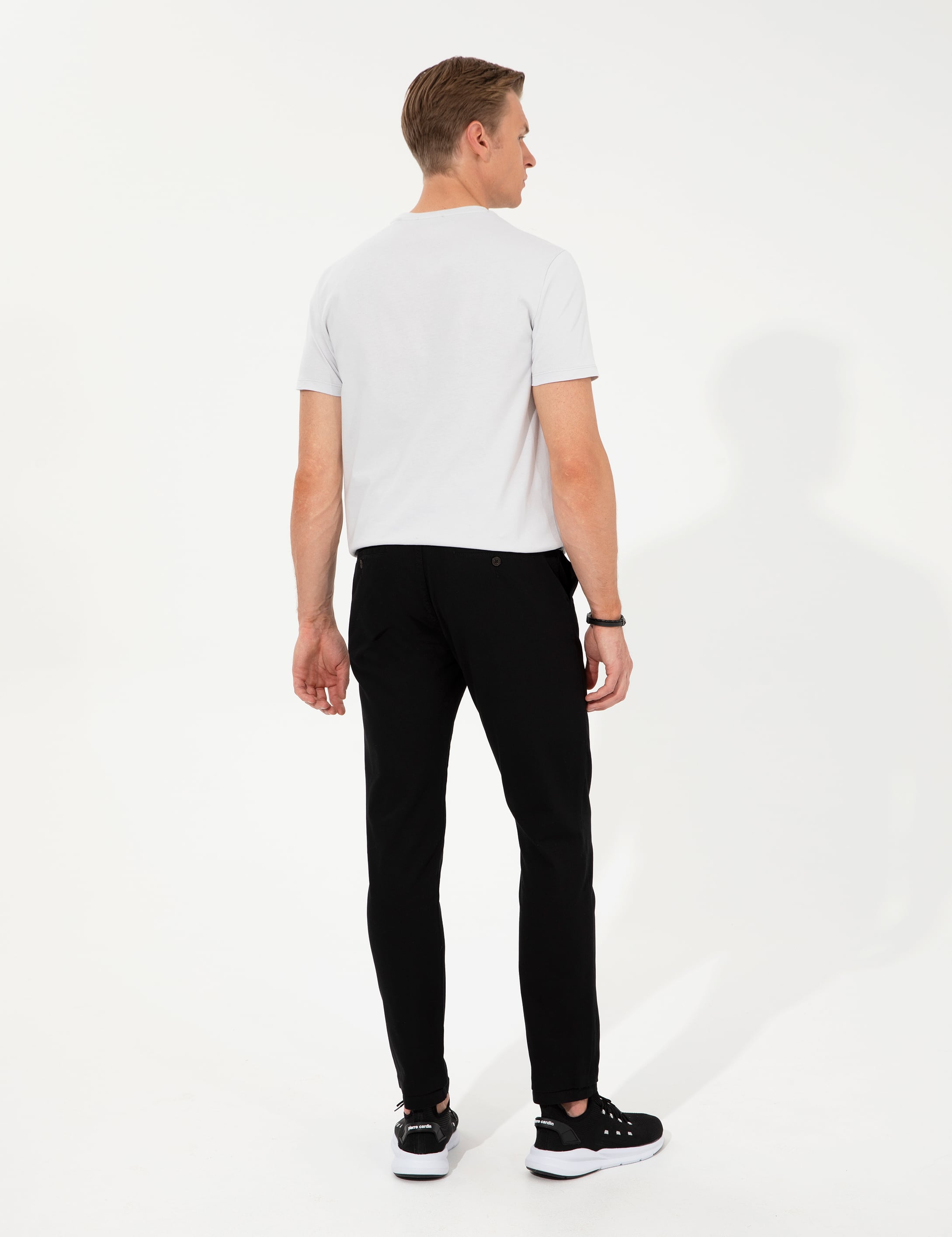 Siyah Slim Fit Kanvas Pantolon - Image 4