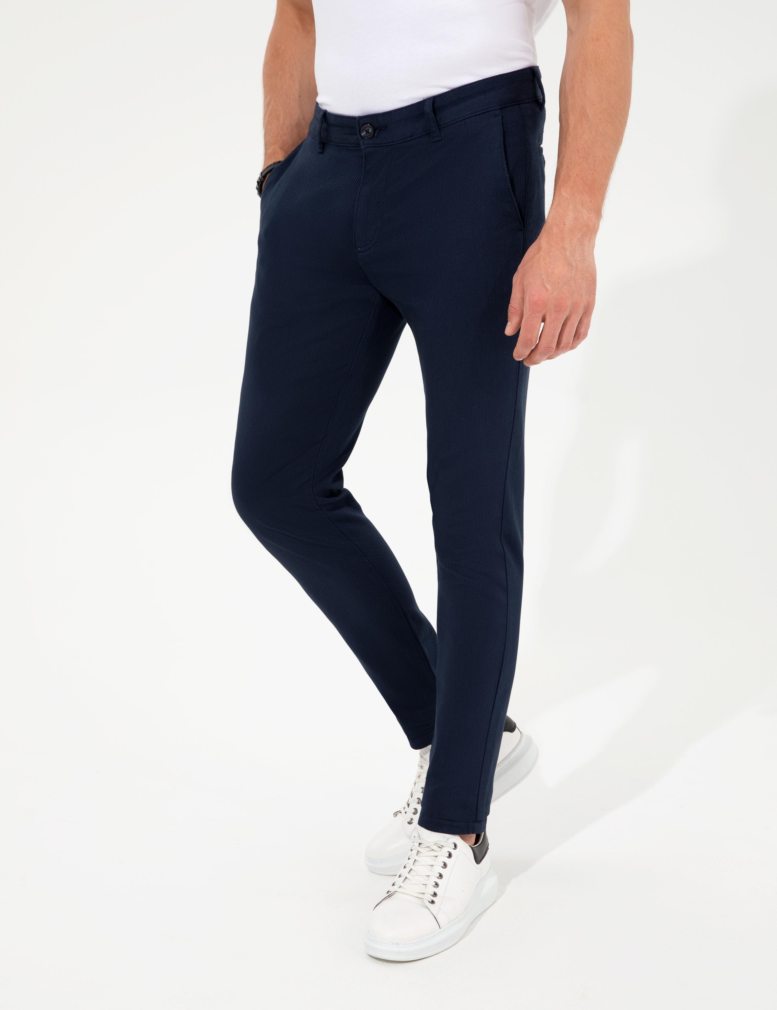 Lacivert Slim Fit Kanvas Pantolon