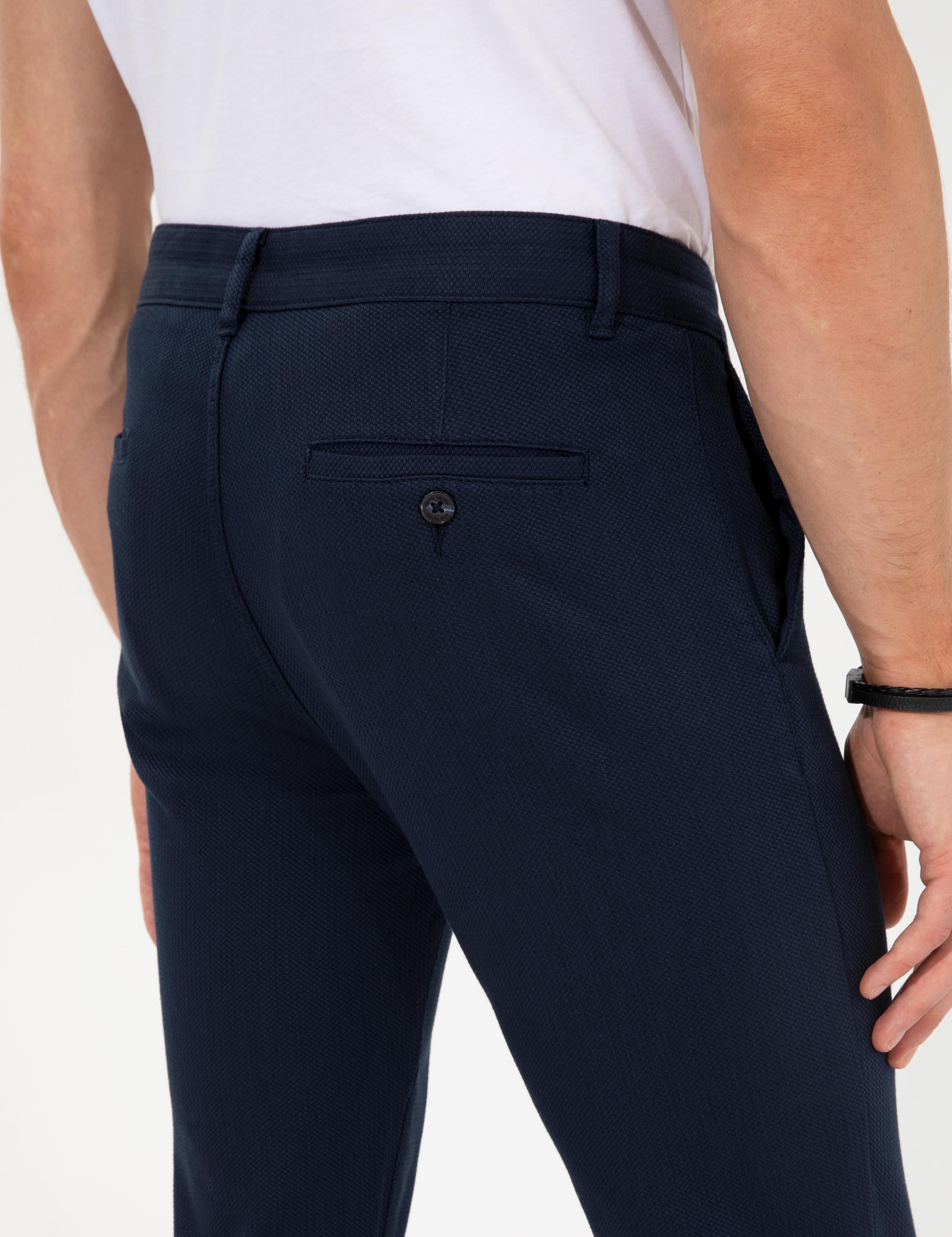 Lacivert Slim Fit Kanvas Pantolon