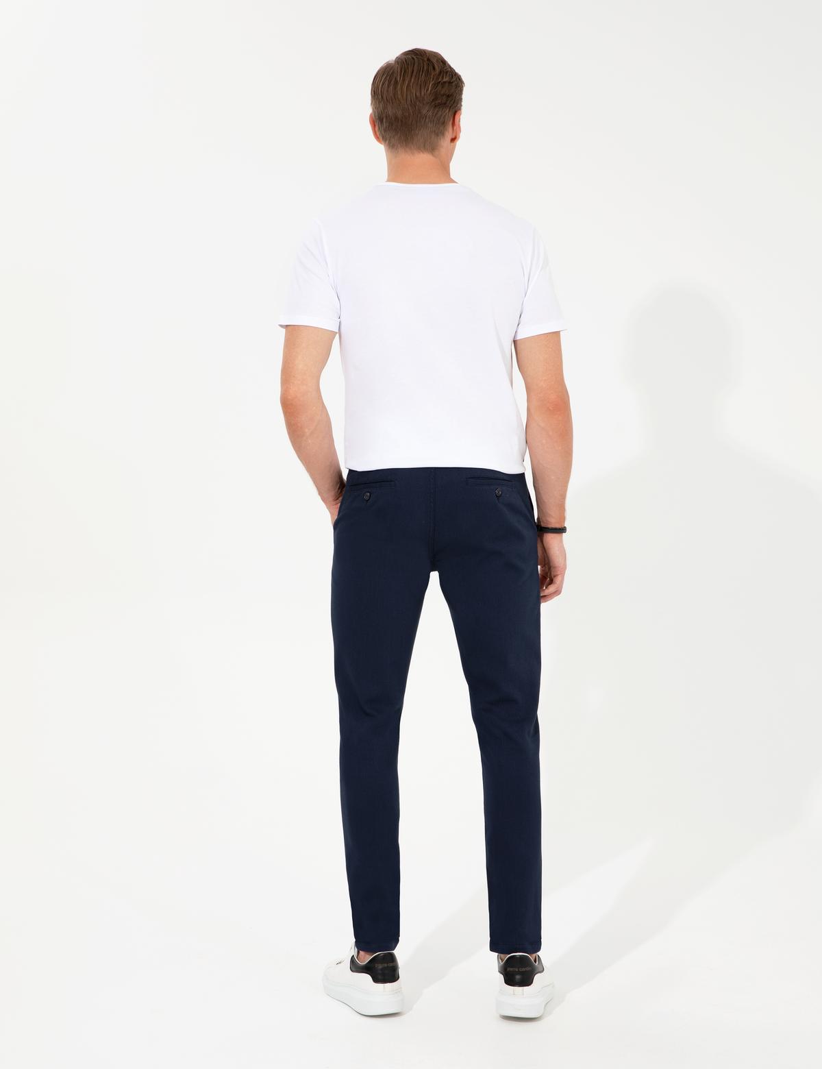 Lacivert Slim Fit Kanvas Pantolon - 50259261027