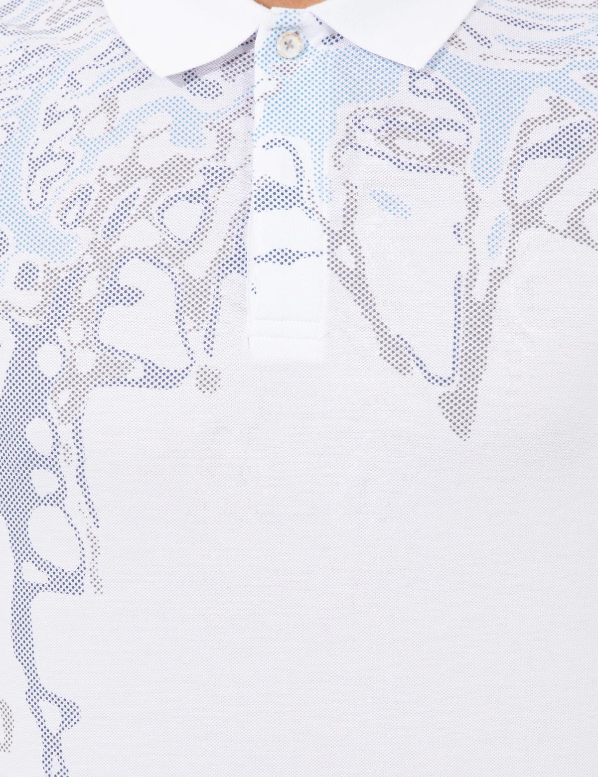 Beyaz Slim Fit Baskılı Polo Yaka Tişört - 50249840005