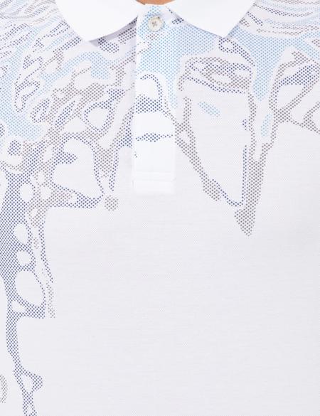 Beyaz Slim Fit Baskılı Polo Yaka Tişört - 50249840005