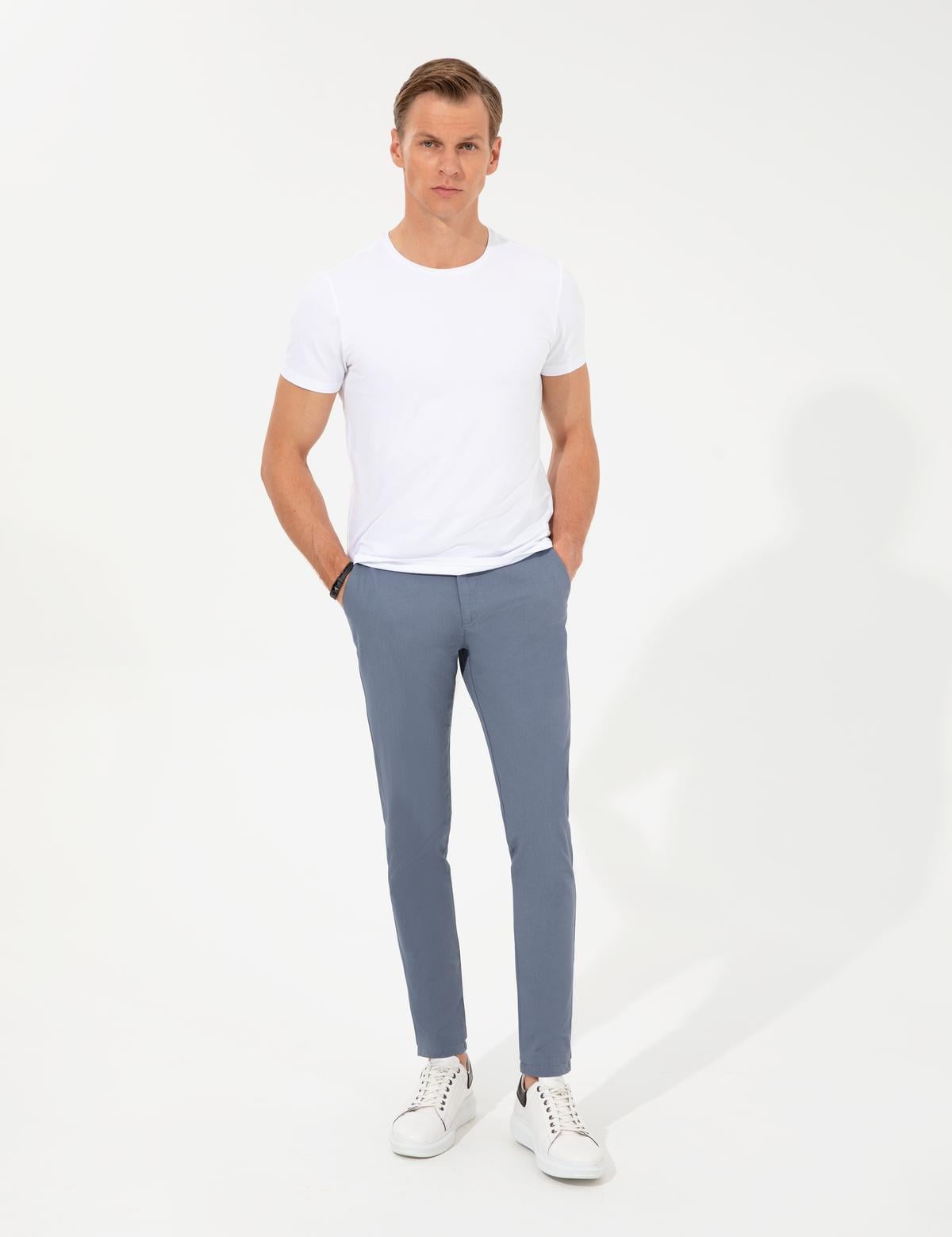 Koyu Mavi Slim Fit Kanvas Pantolon