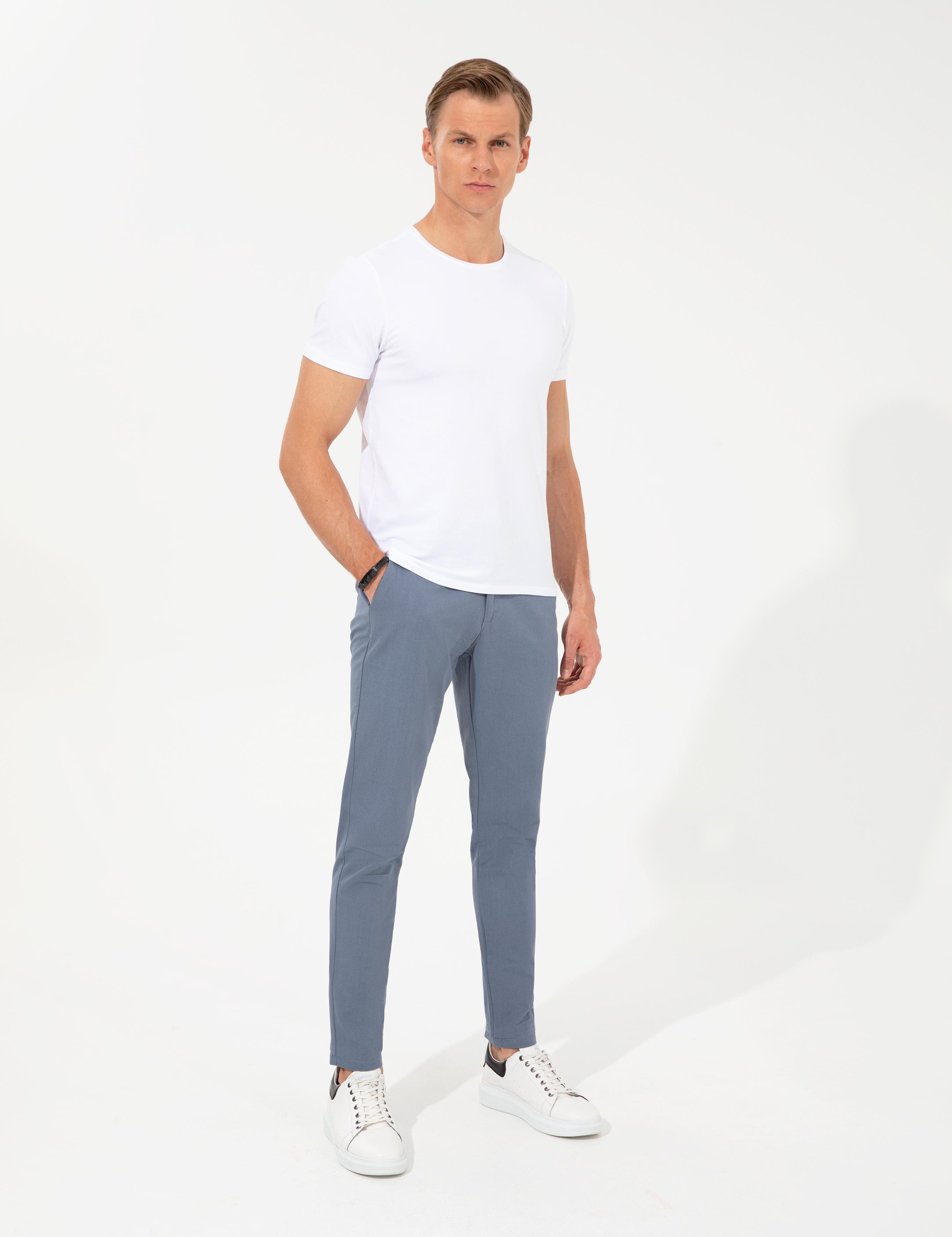 Koyu Mavi Slim Fit Kanvas Pantolon