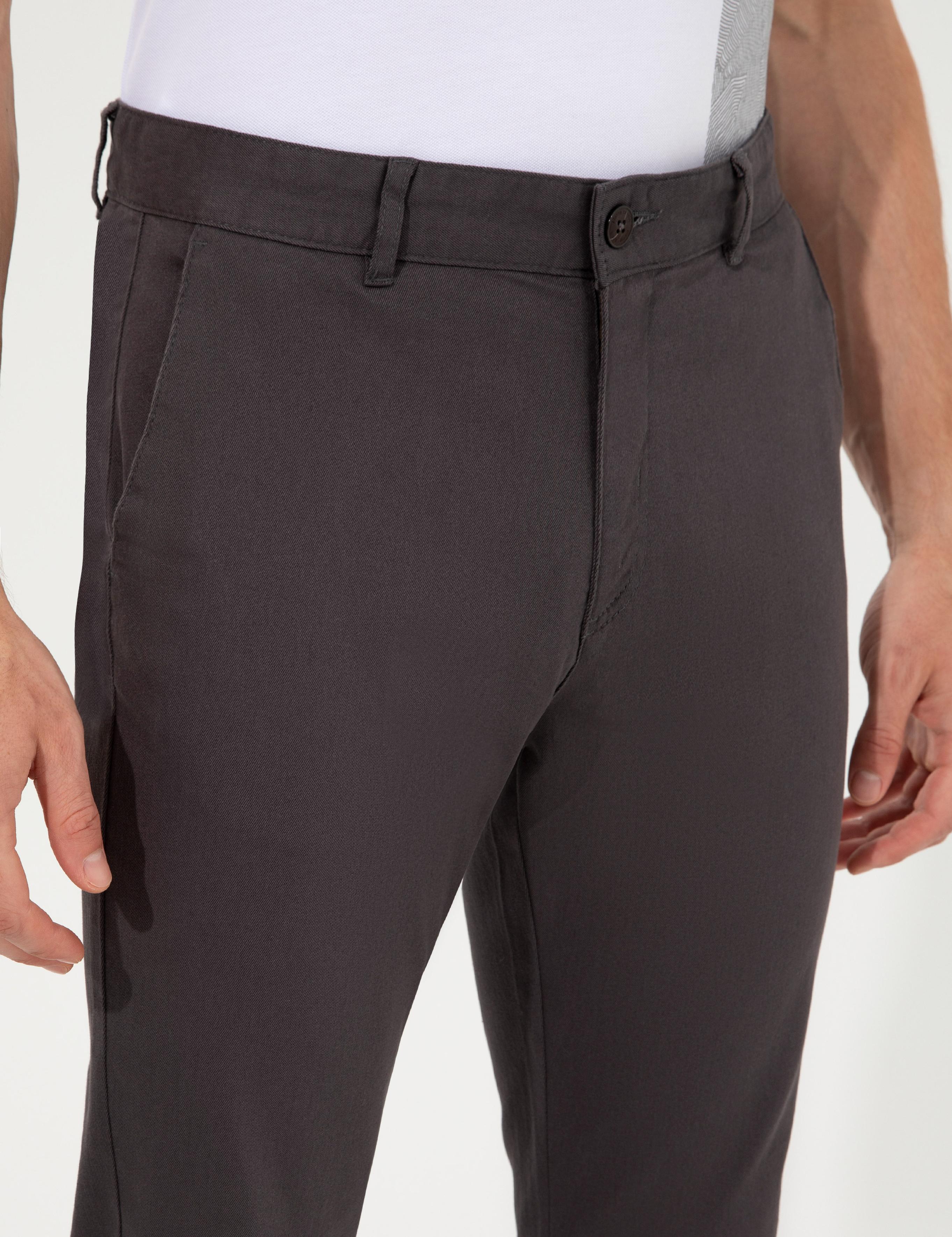 Antrasit Slim Fit Kanvas Pantolon