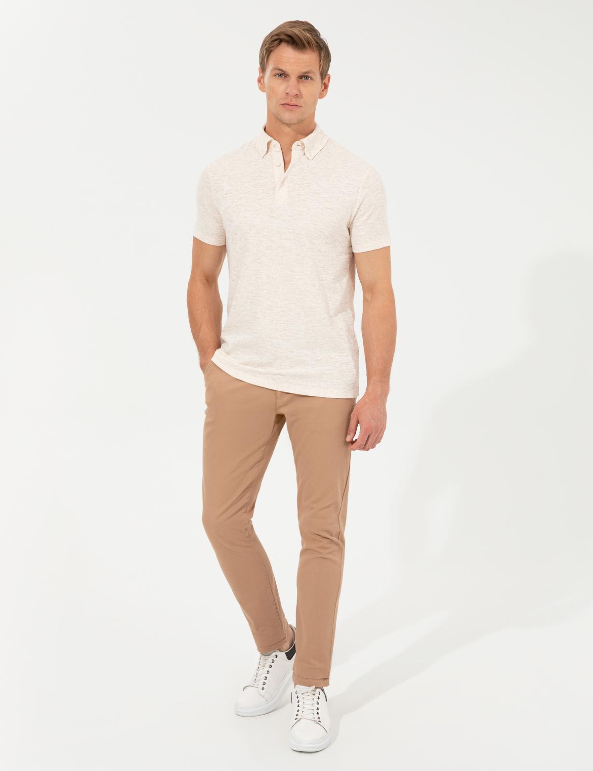 Camel Slim Fit Kanvas Pantolon