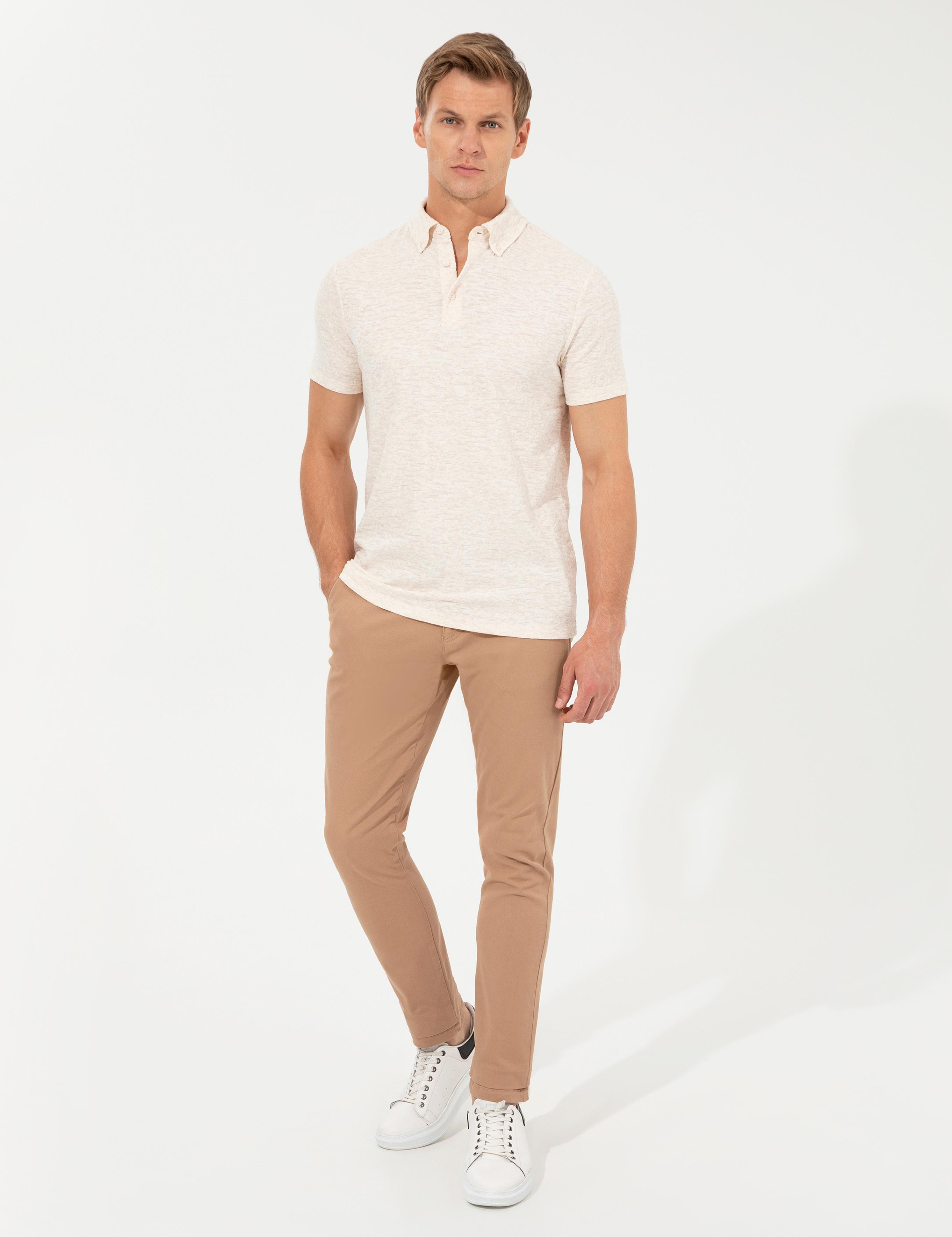 Camel Slim Fit Kanvas Pantolon