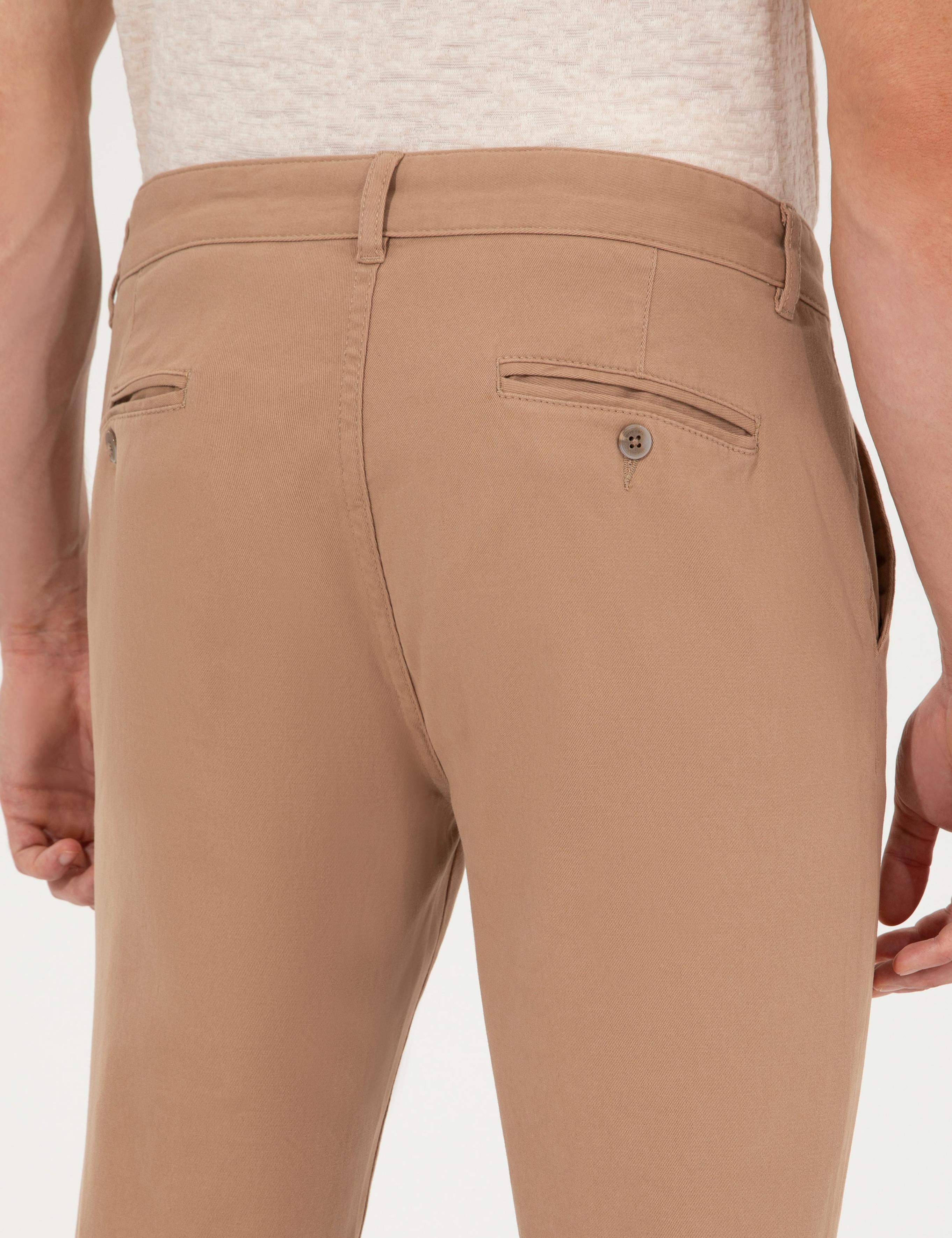 Camel Slim Fit Kanvas Pantolon