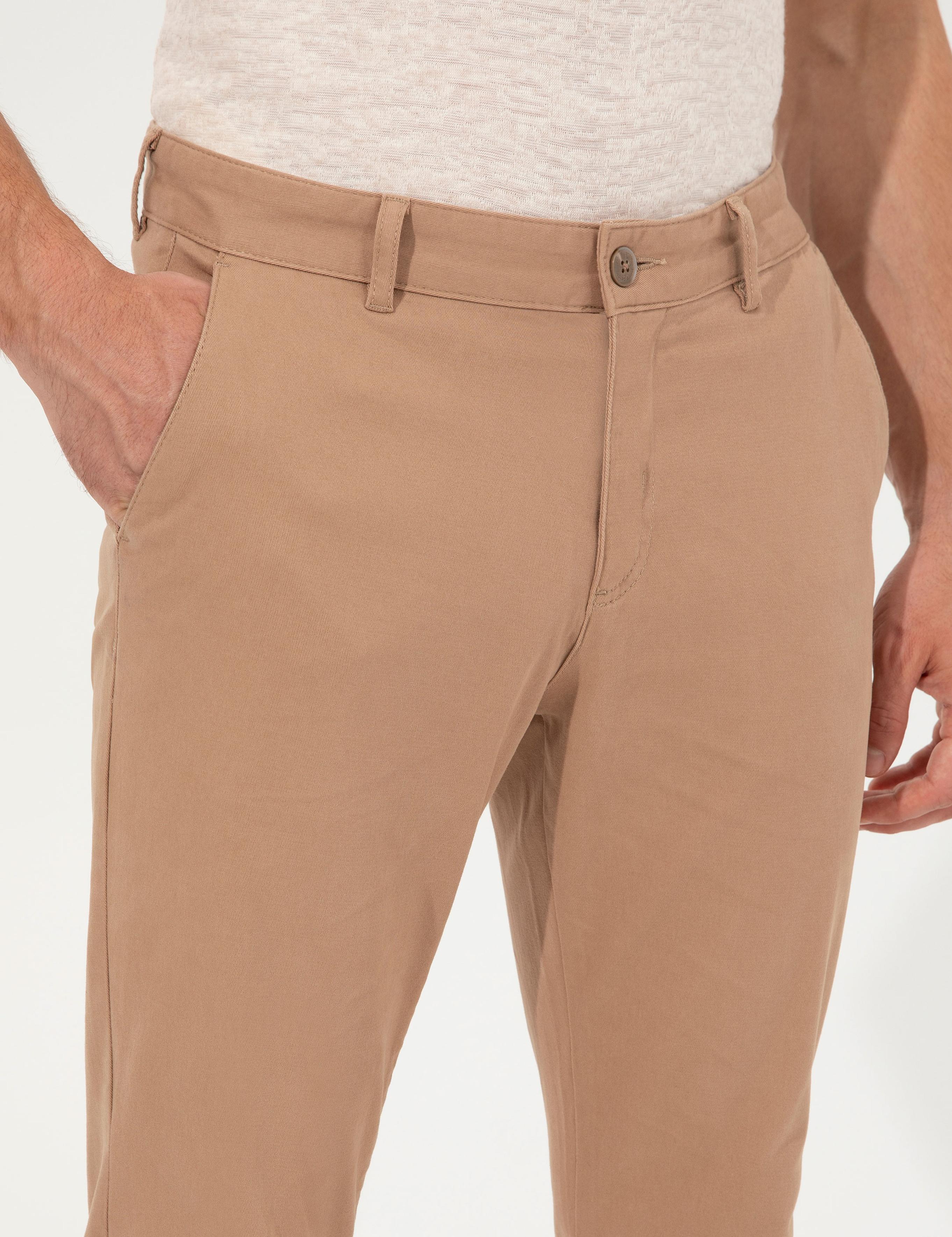 Camel Slim Fit Kanvas Pantolon