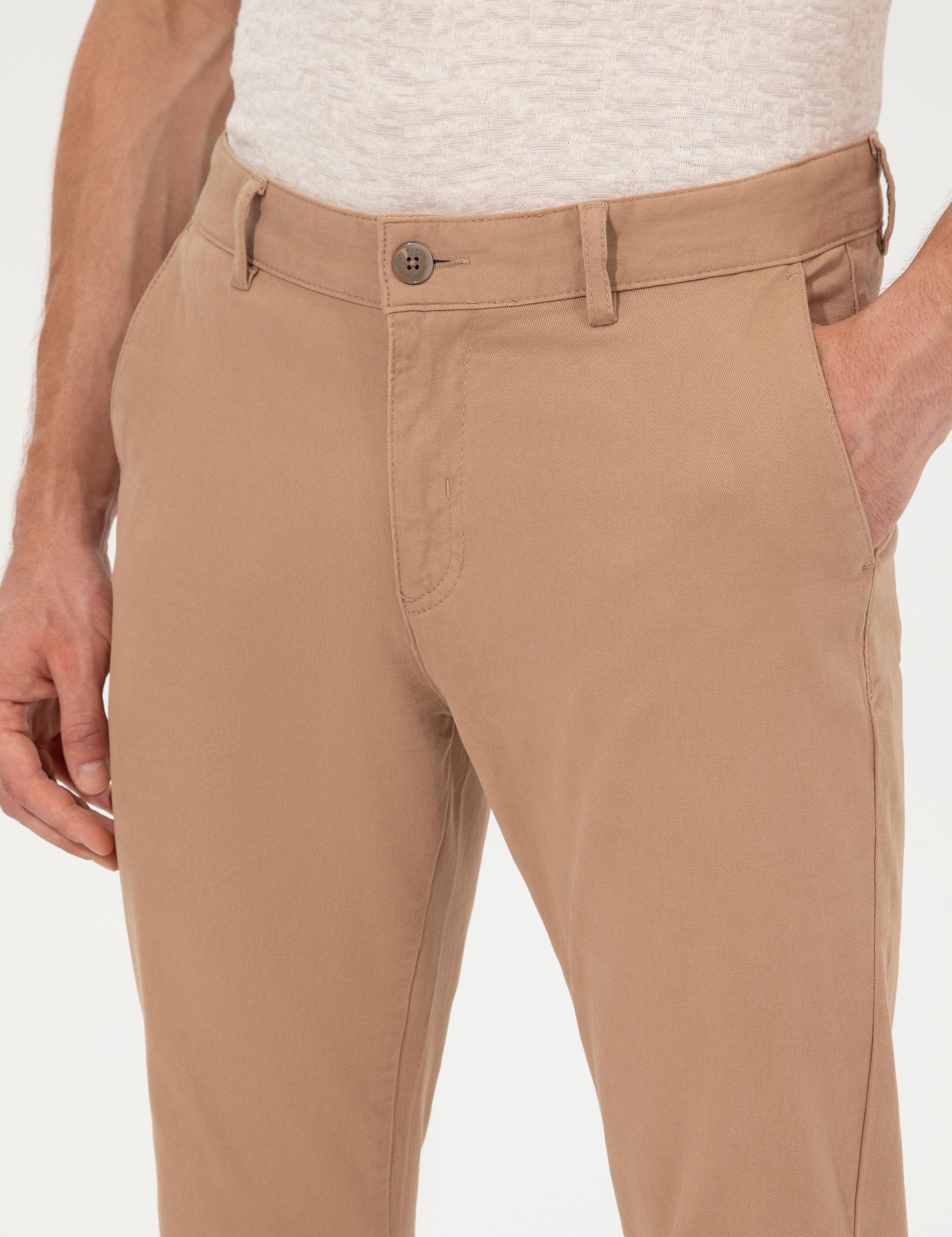 Camel Slim Fit Kanvas Pantolon