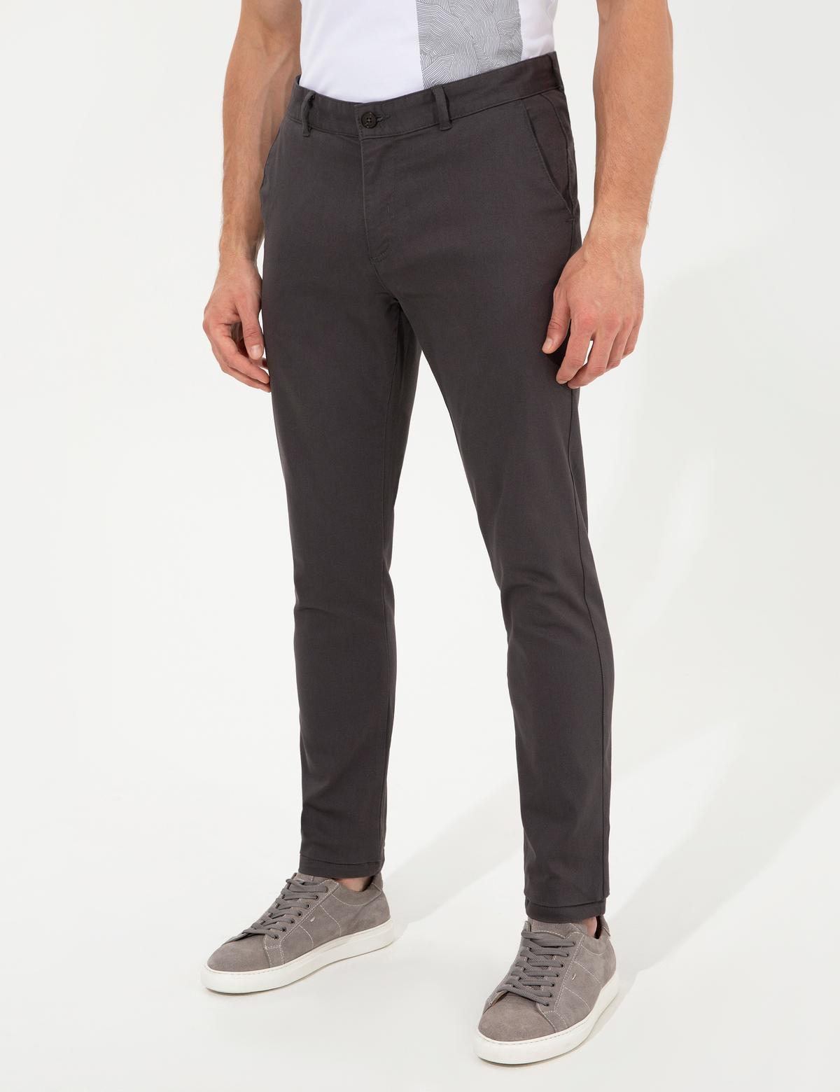 Antrasit Slim Fit Kanvas Pantolon - 50259252034