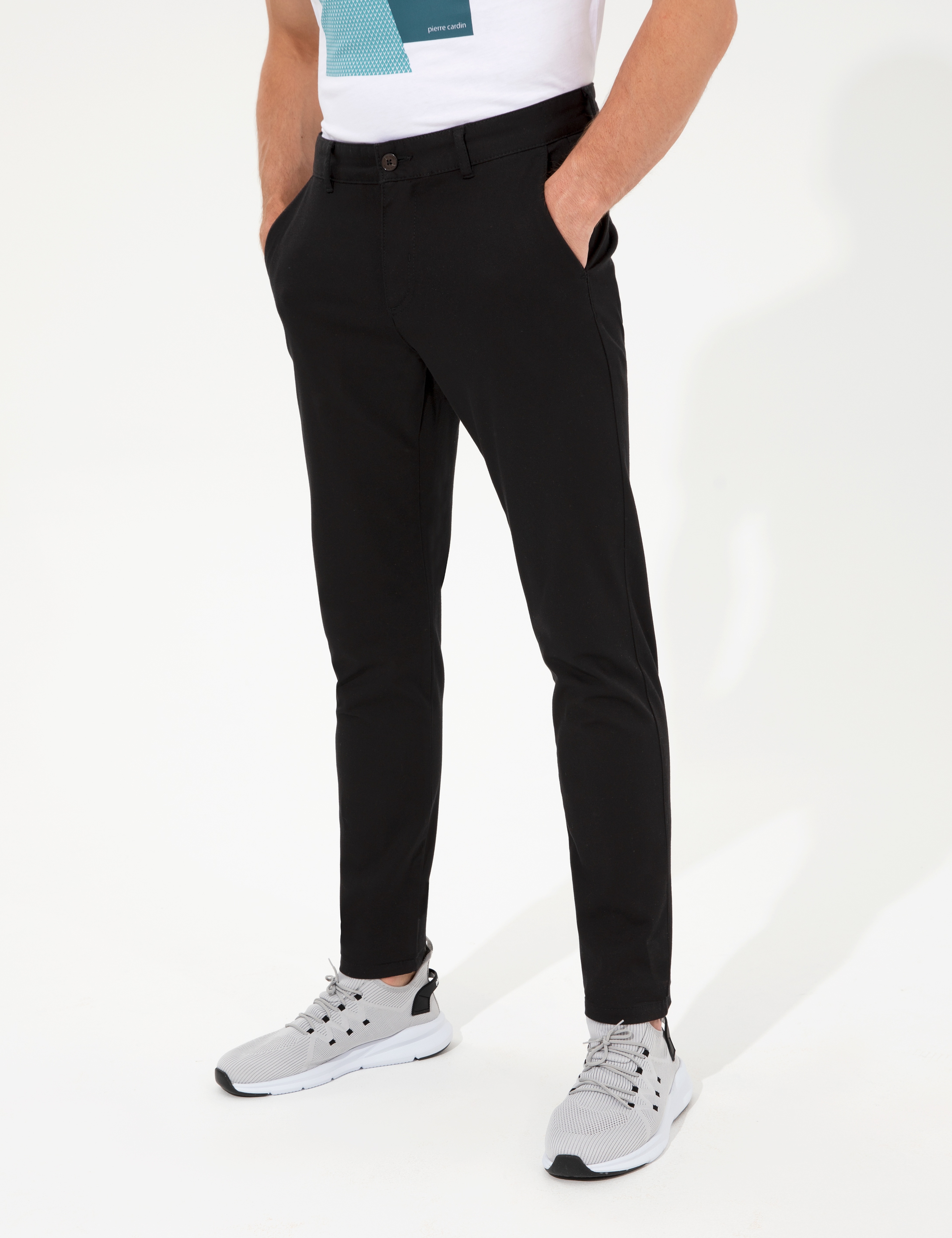 Siyah Slim Fit Kanvas Pantolon - Image 2
