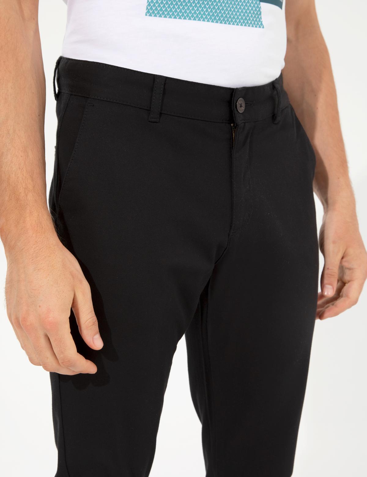 Siyah Slim Fit Kanvas Pantolon - 50259252139