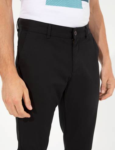 Siyah Slim Fit Kanvas Pantolon
