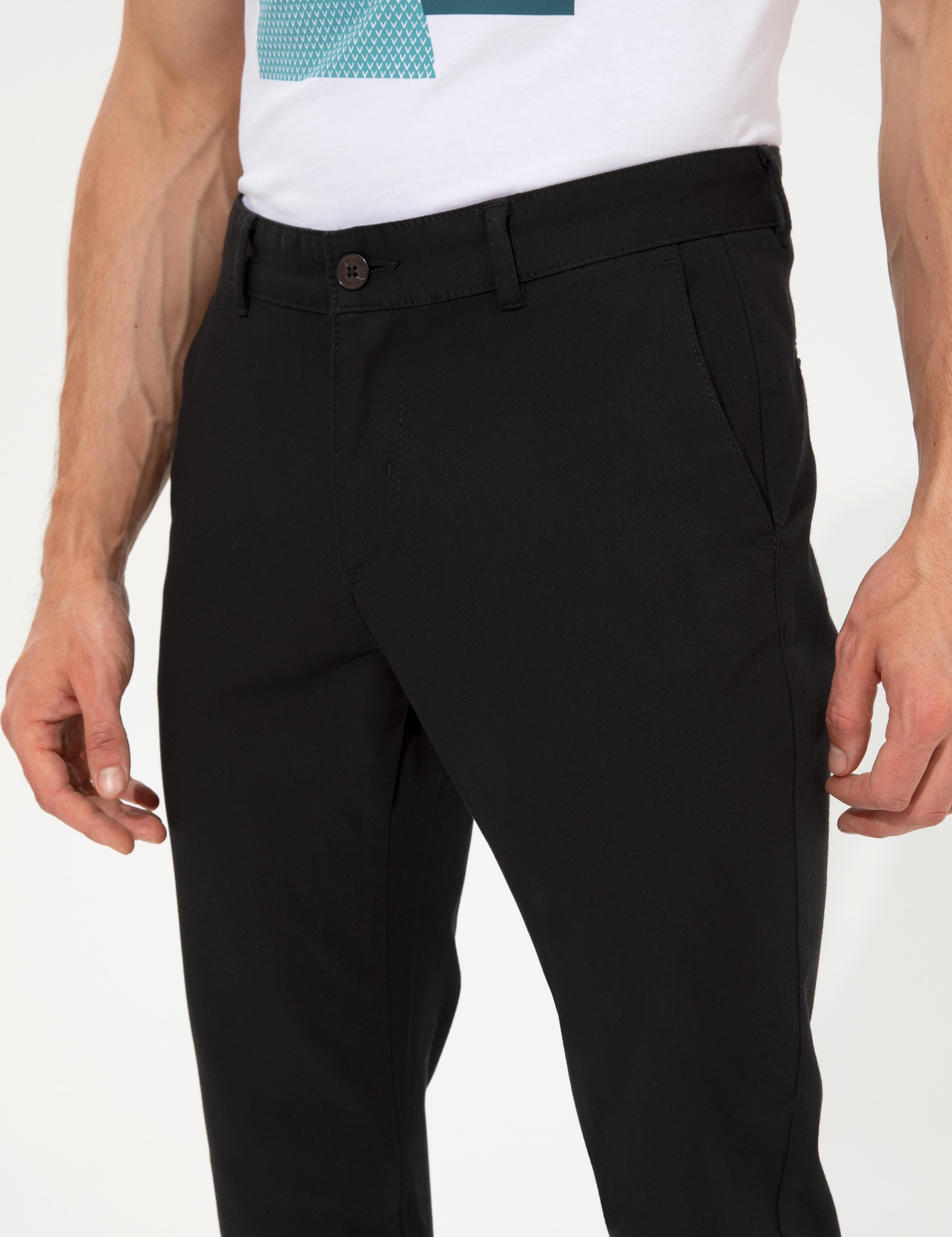 Siyah Slim Fit Kanvas Pantolon