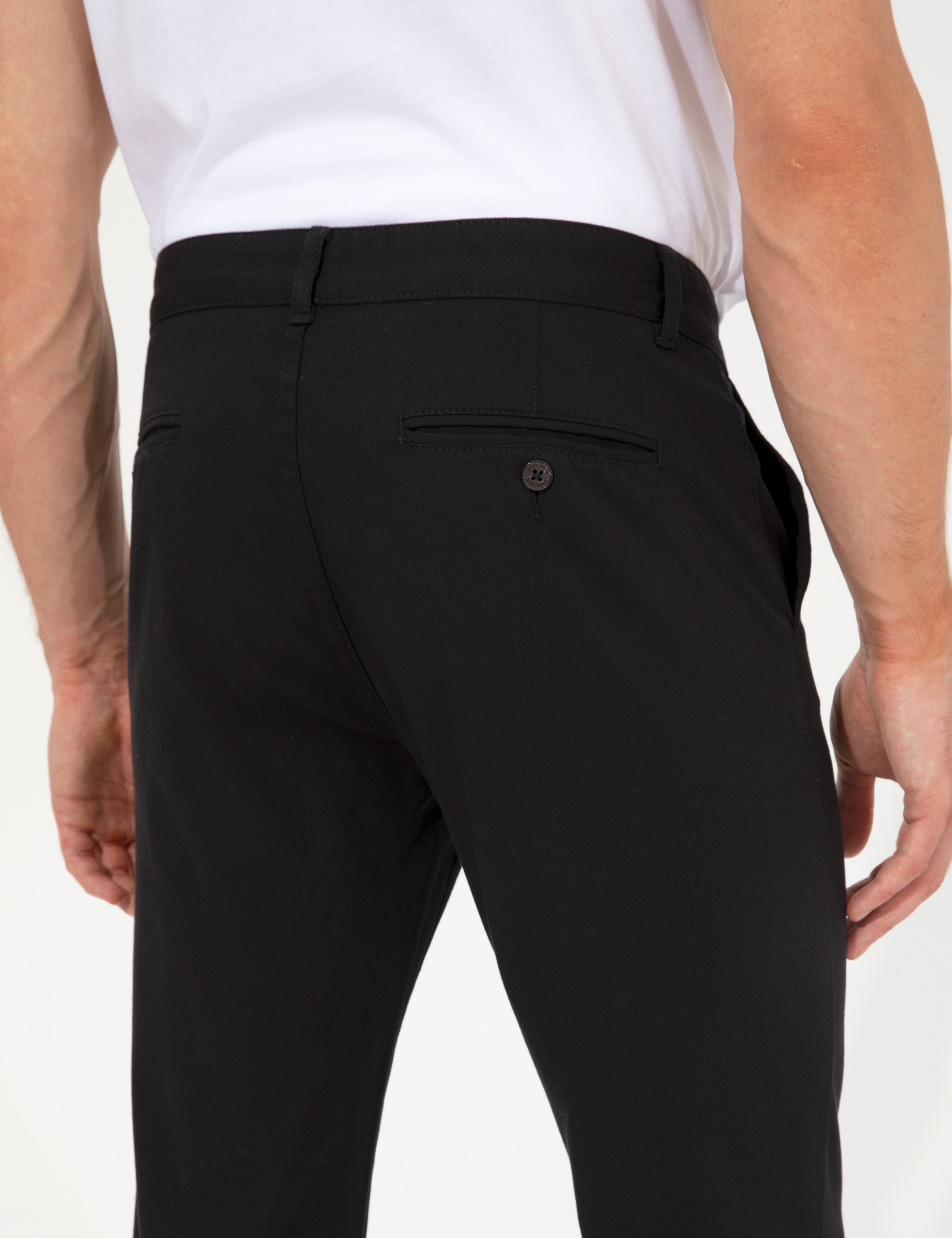 Siyah Slim Fit Kanvas Pantolon - Image 7