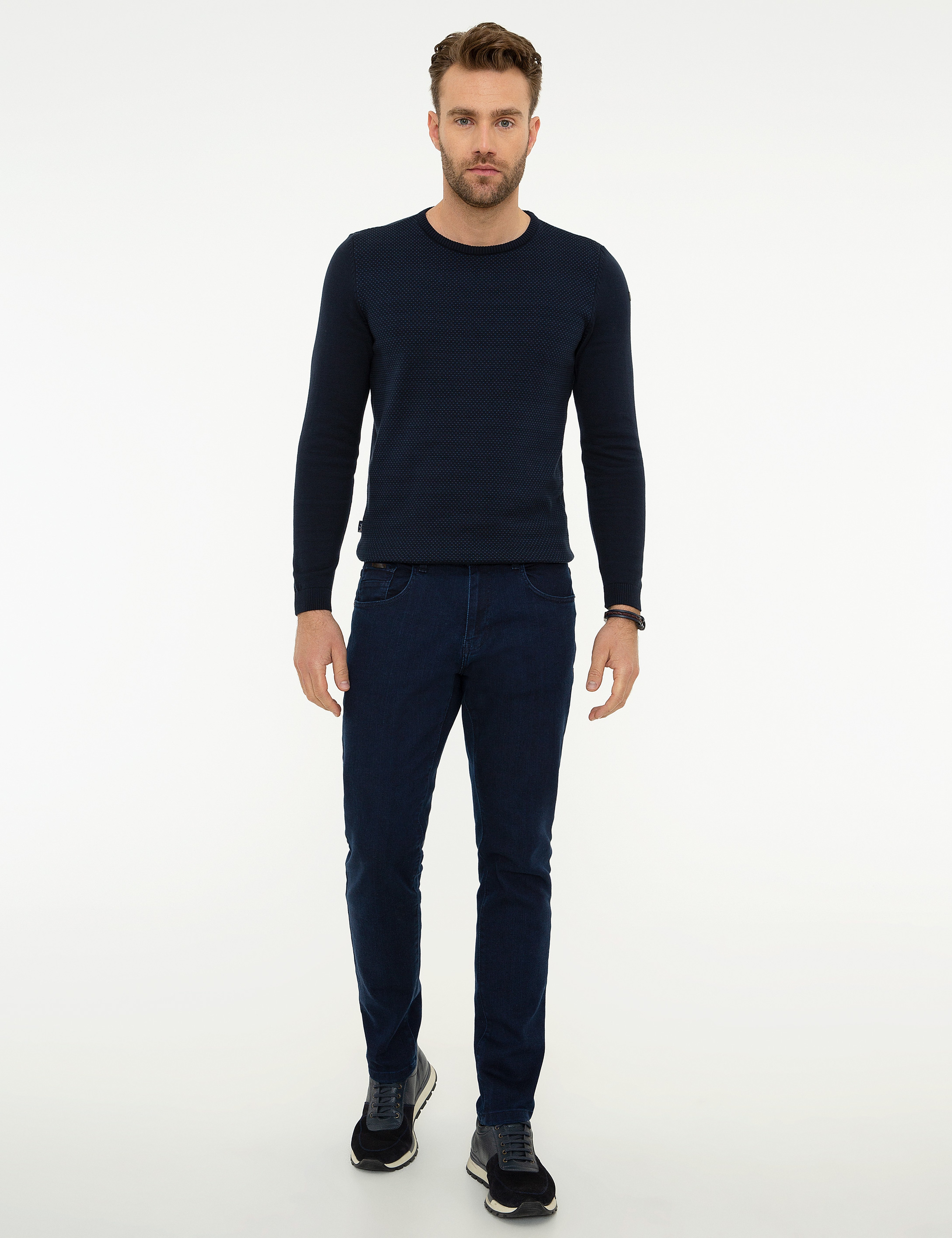 Lacivert Slim Fit Denim Pantolon