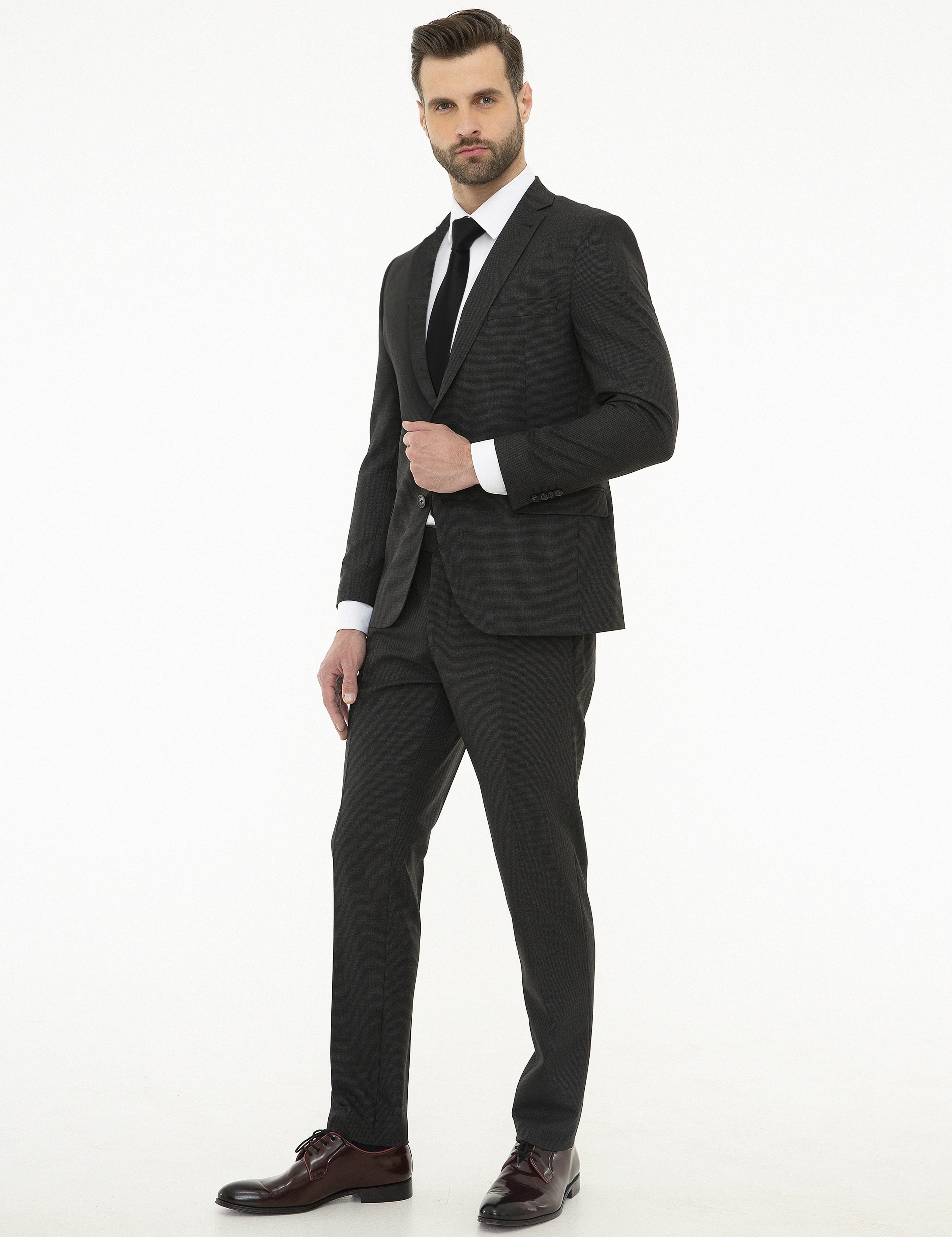Siyah Ekstra Slim Fit Takım Elbise - Image 3