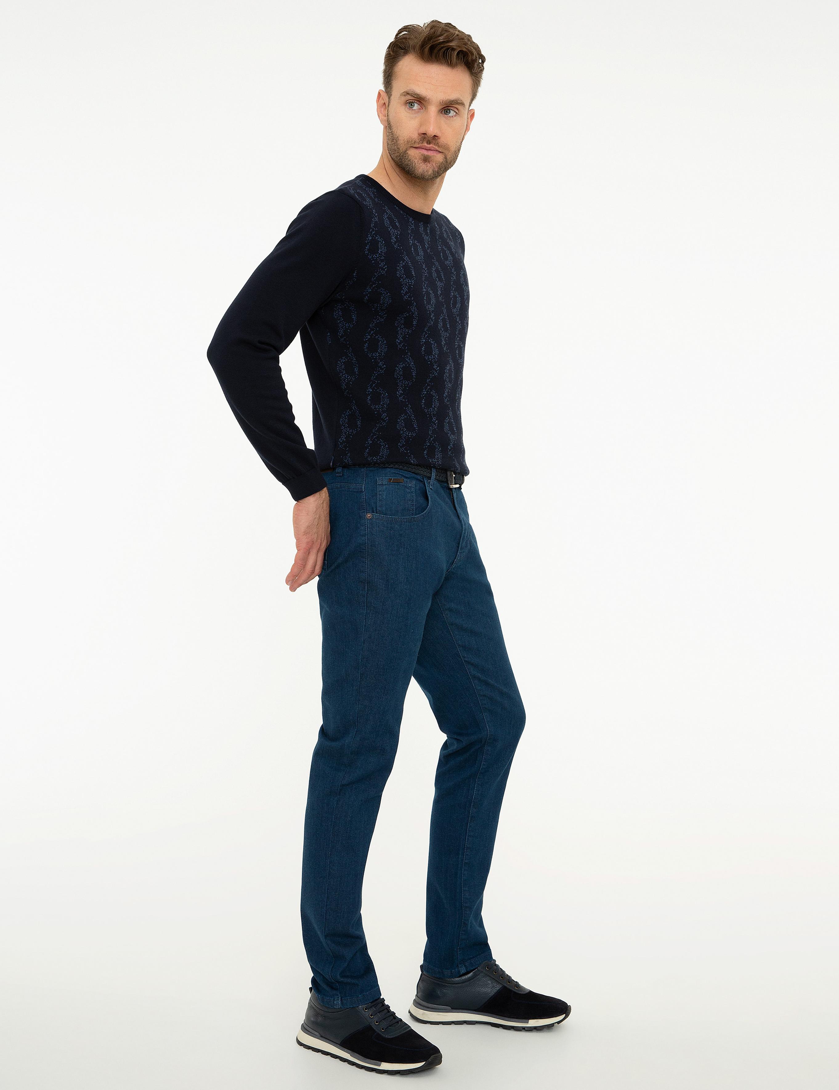 Koyu Mavi Slim Fit Denim Pantolon