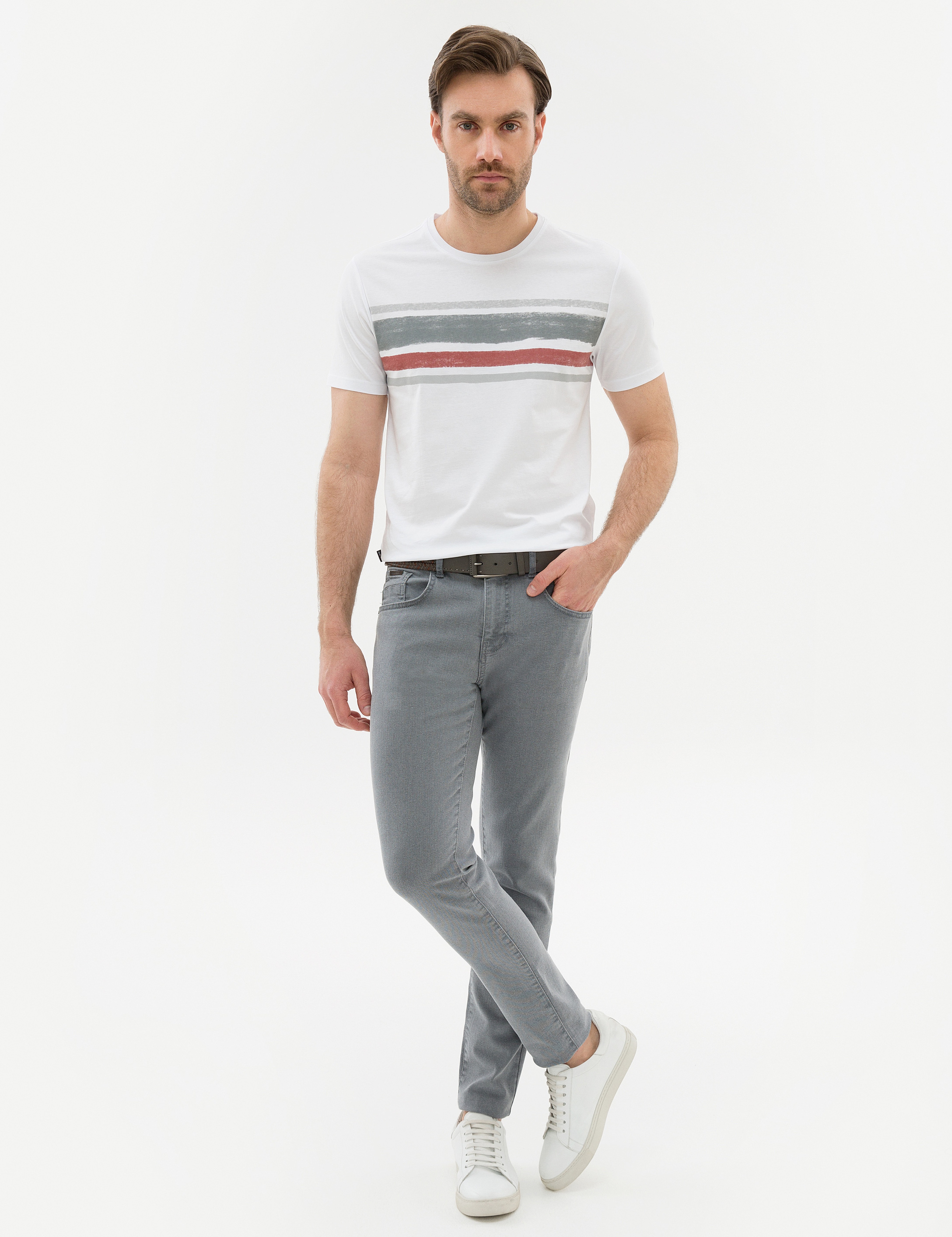 Gri Slim Fit Denim Pantolon - Image 1