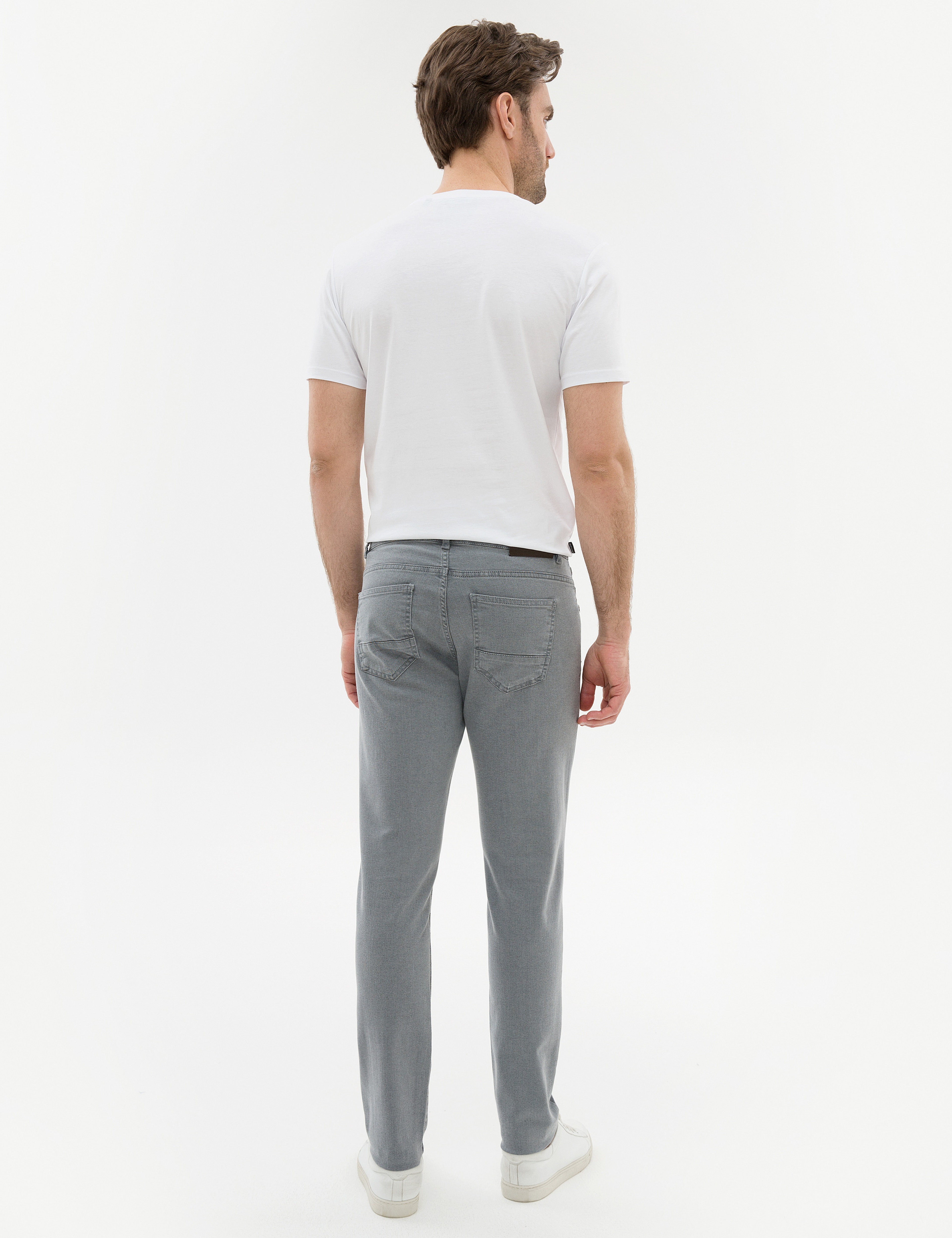 Gri Slim Fit Denim Pantolon - Image 3
