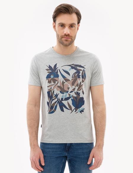 Açık Gri Melanj Slim Fit Bisiklet Yaka T-Shirt - 50226341010