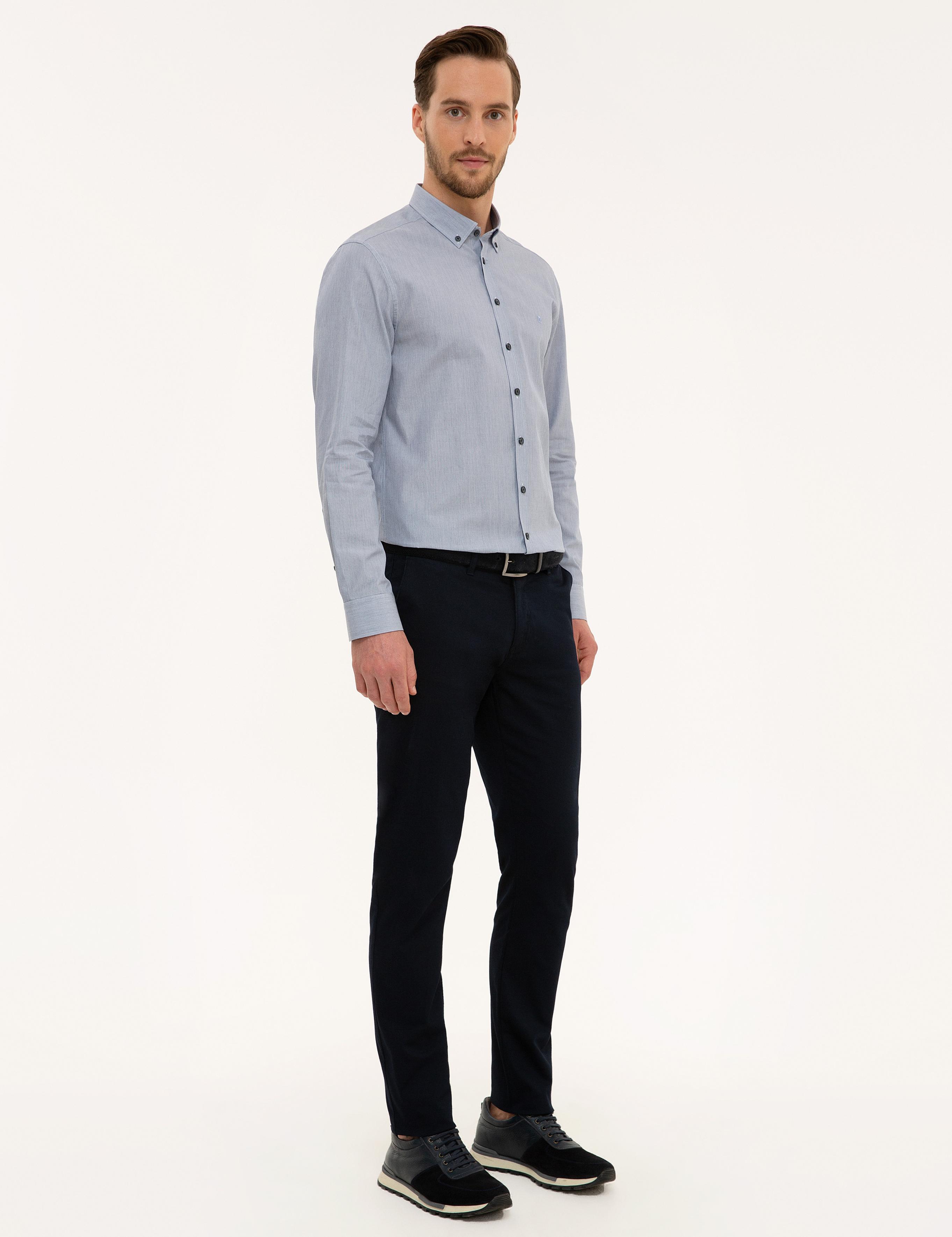 Lacivert Slim Fit Kanvas Pantolon
