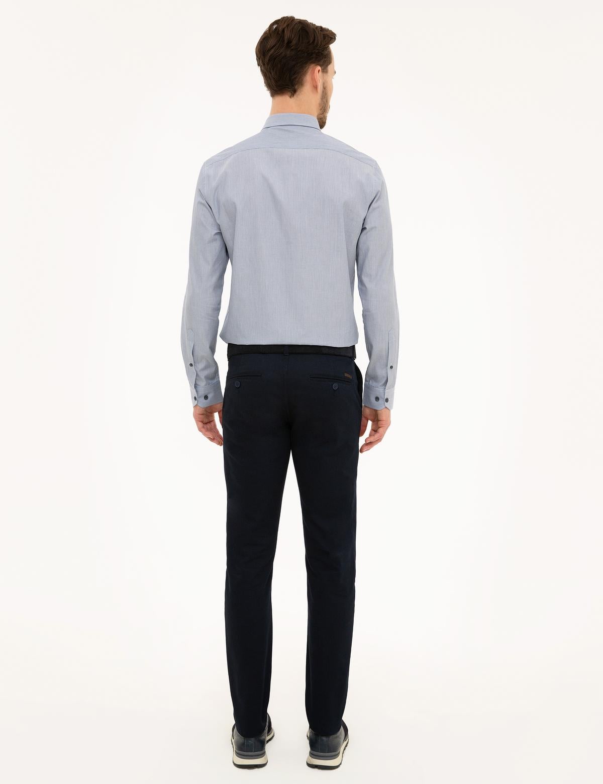 Lacivert Slim Fit Kanvas Pantolon - 50225937006