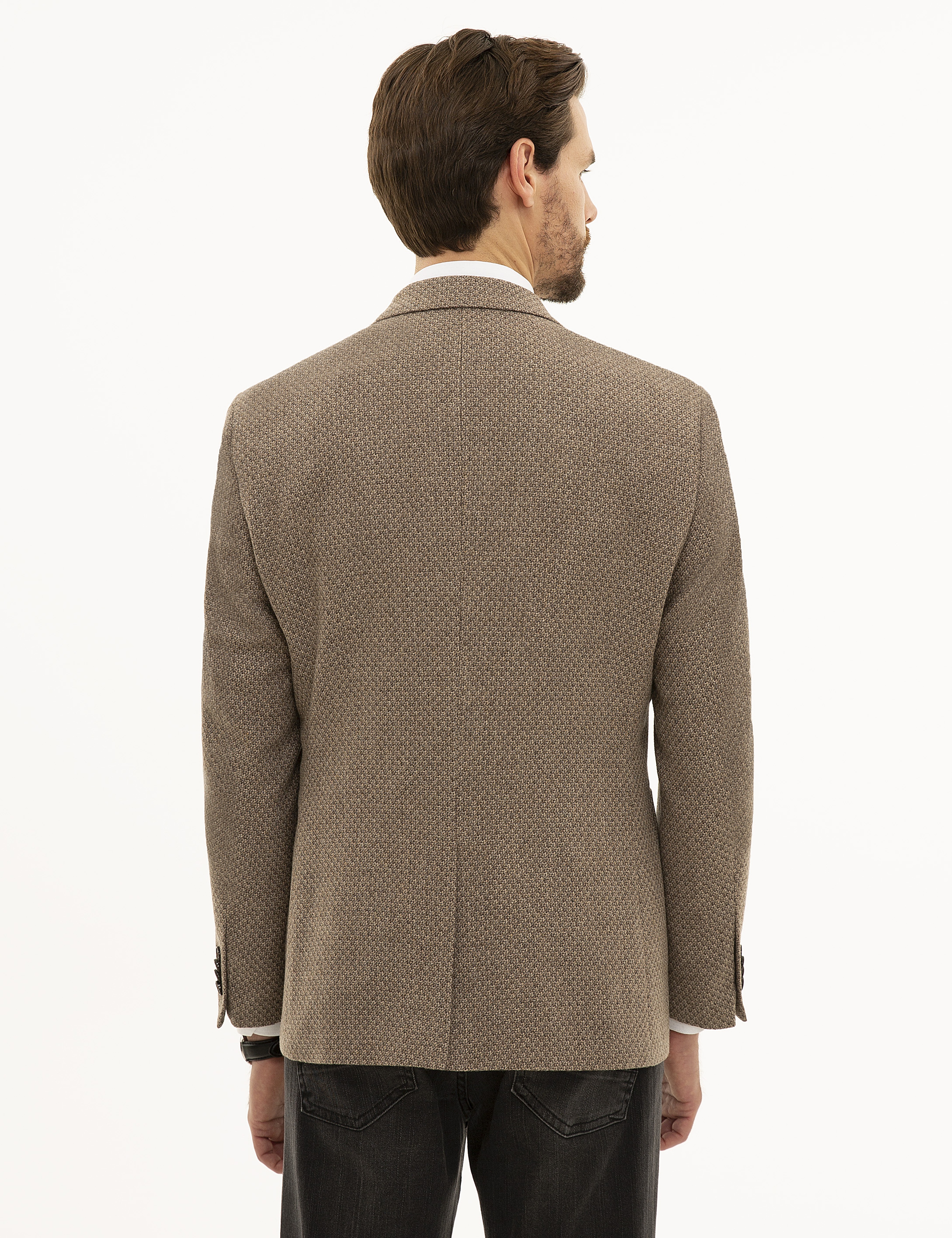 Açık Kahverengi Slim Fit Ceket - Image 4