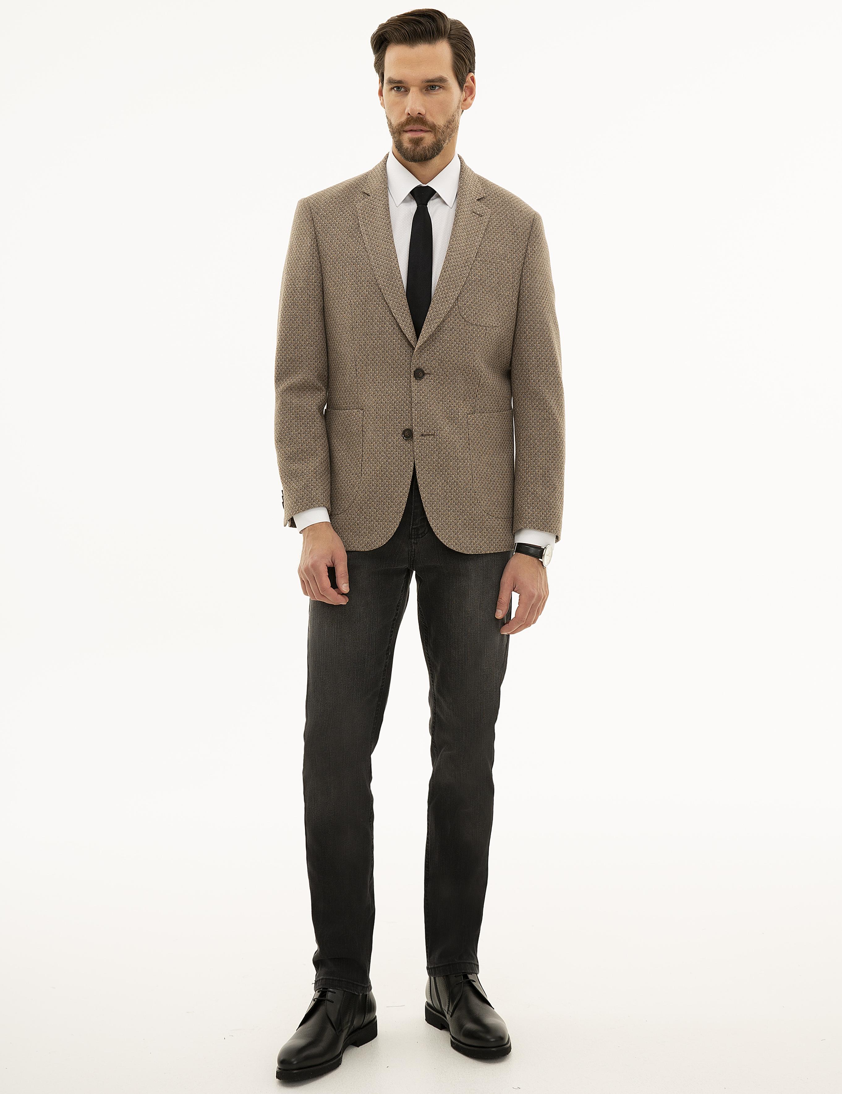 Açık Kahverengi Slim Fit Ceket