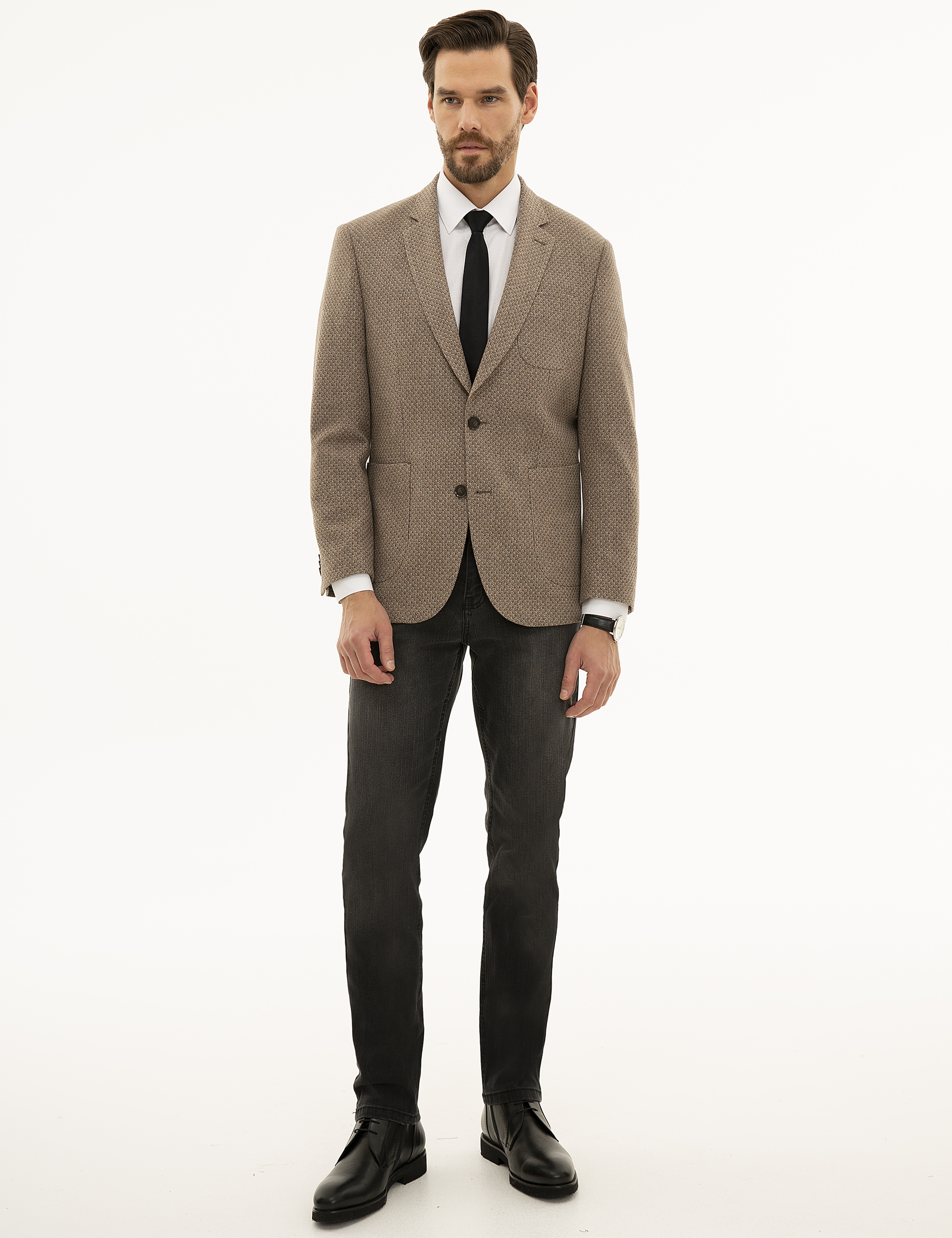 Açık Kahverengi Slim Fit Ceket - Image 5