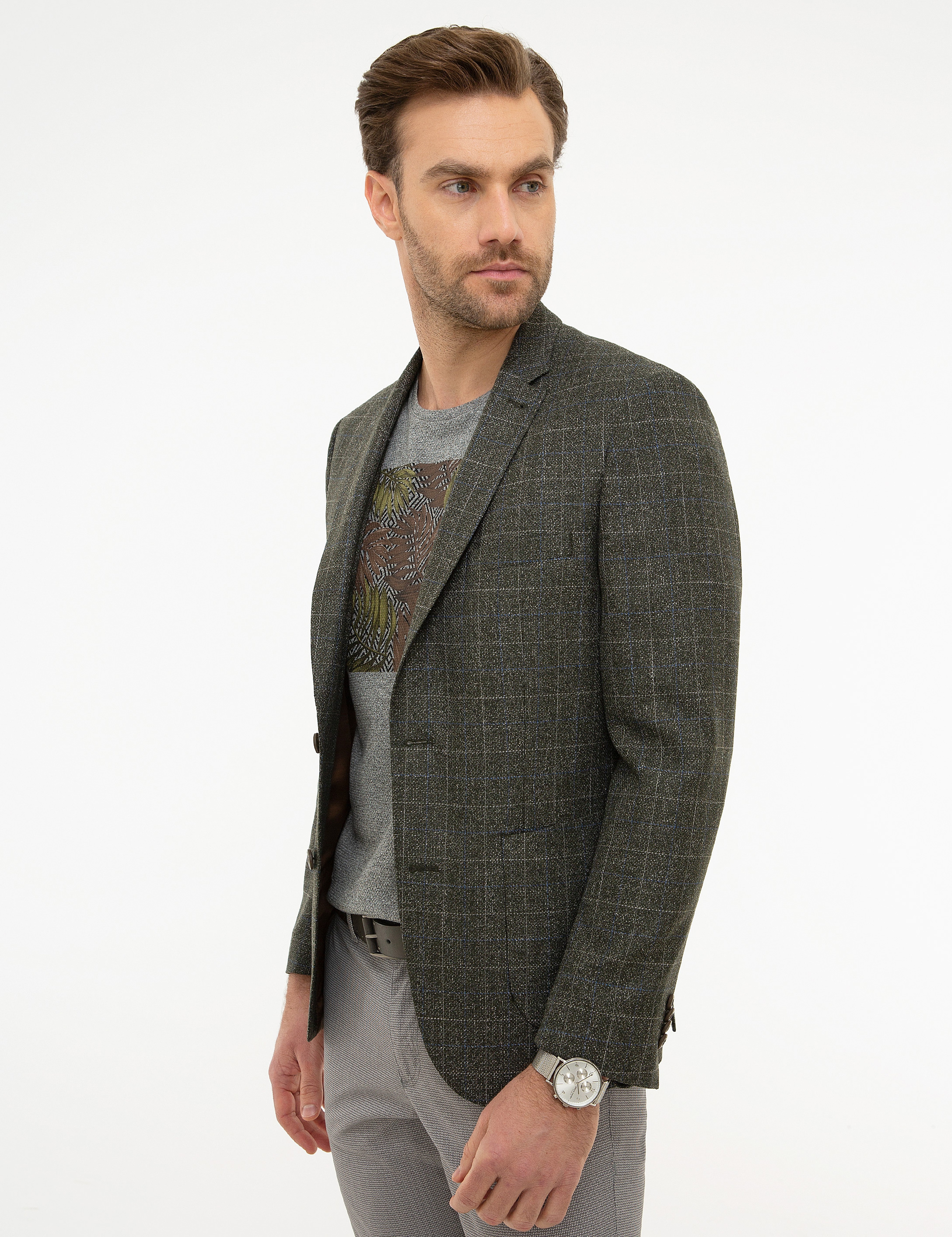 Haki Slim Fit Ceket - Image 3