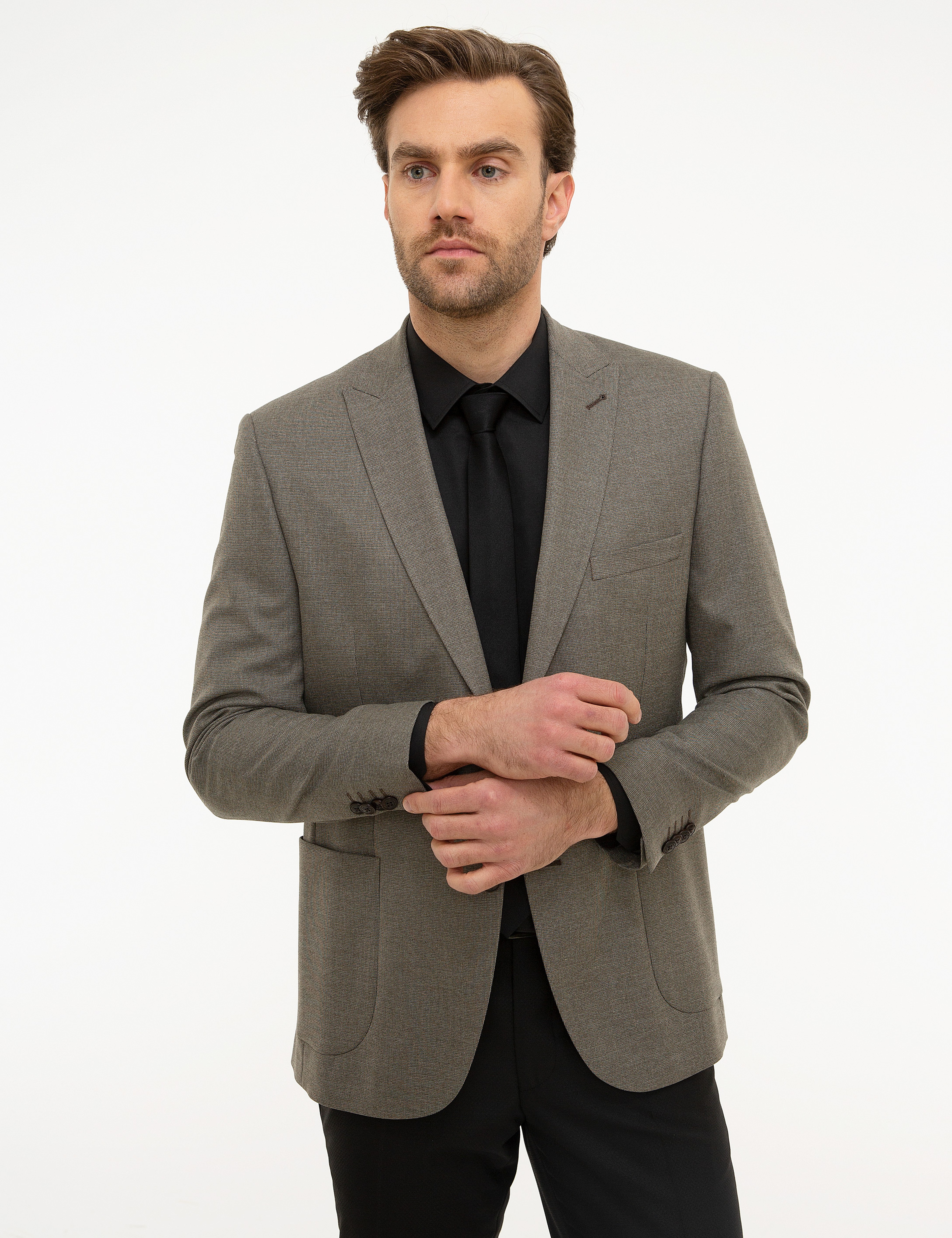 Açık Kahverengi Slim Fit Ceket - Image 1