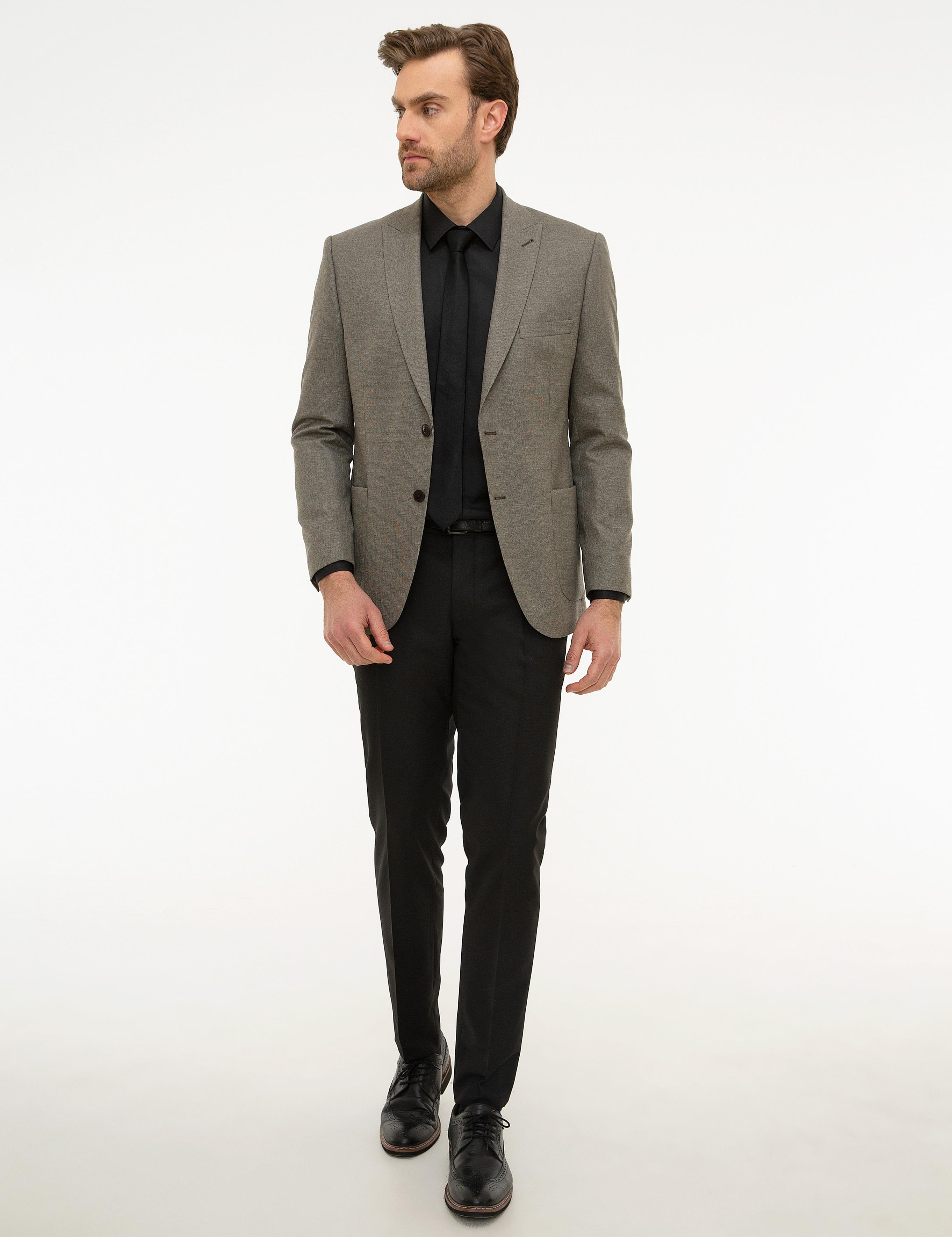 Açık Kahverengi Slim Fit Ceket