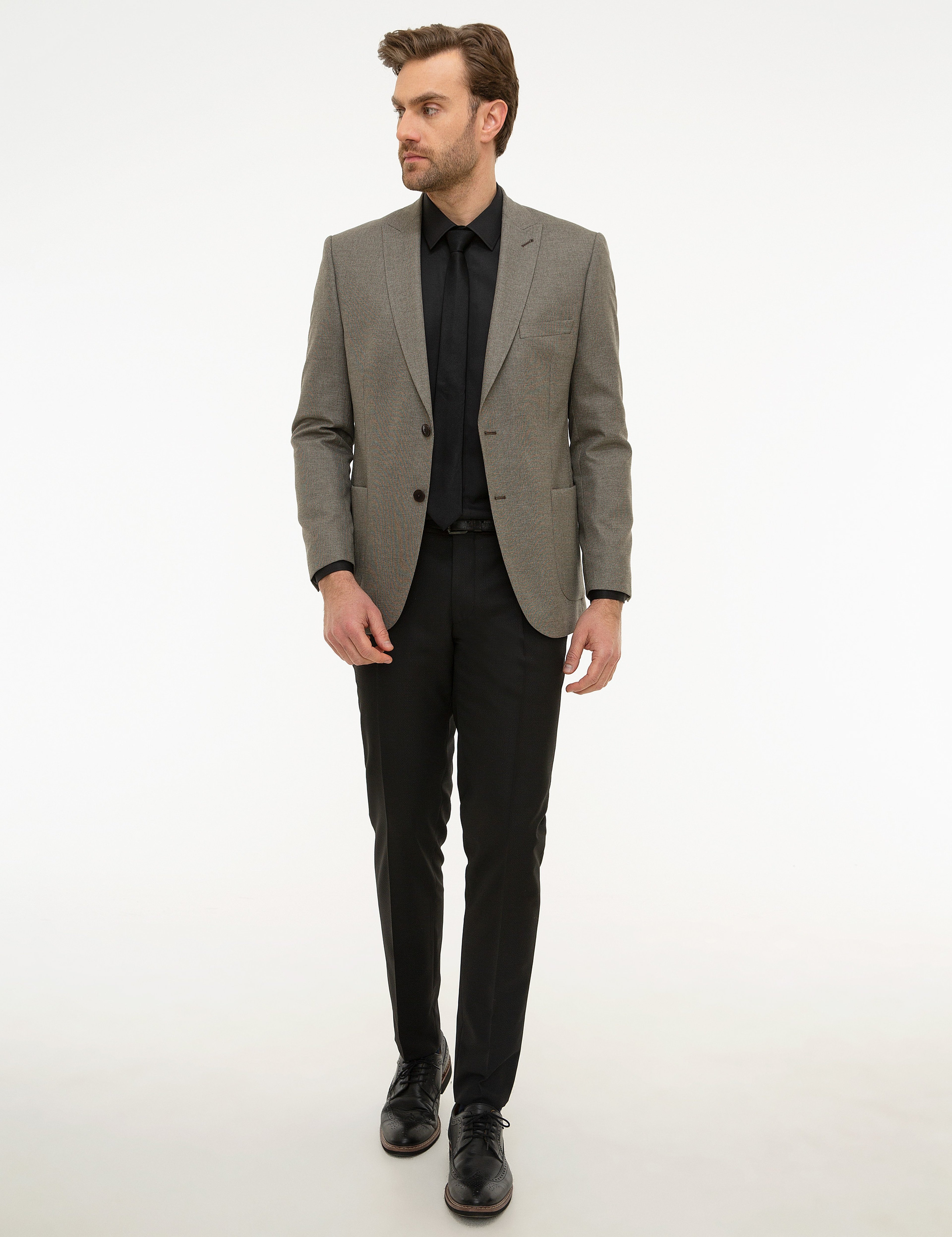 Açık Kahverengi Slim Fit Ceket - Image 5