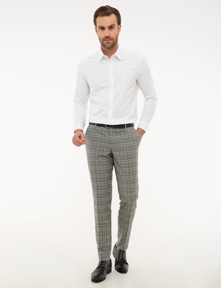 Ekose Gri Ekstra Slim Fit Pantolon - 50224055035