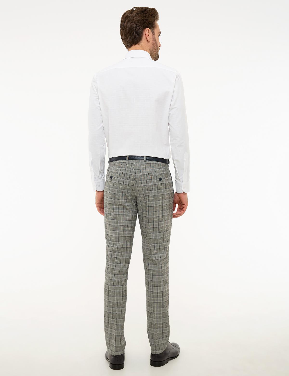 Ekose Gri Ekstra Slim Fit Pantolon - 50224055035