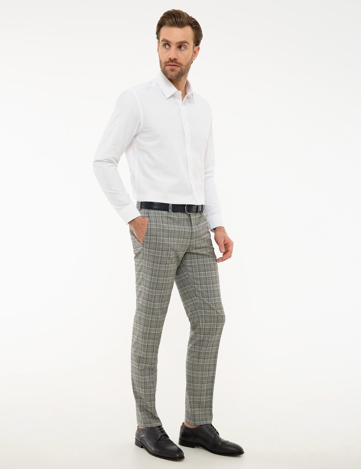 Ekose Gri Ekstra Slim Fit Pantolon - 50224055035