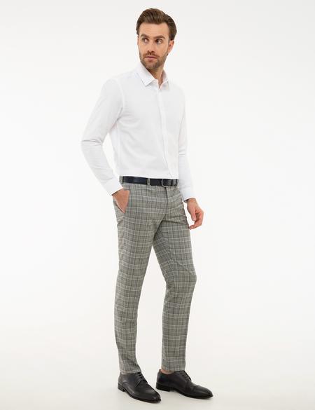 Ekose Gri Ekstra Slim Fit Pantolon - 50224055035