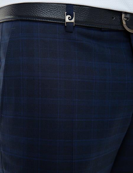 Ekose Lacivert Ekstra Slim Fit Pantolon - 50224055041