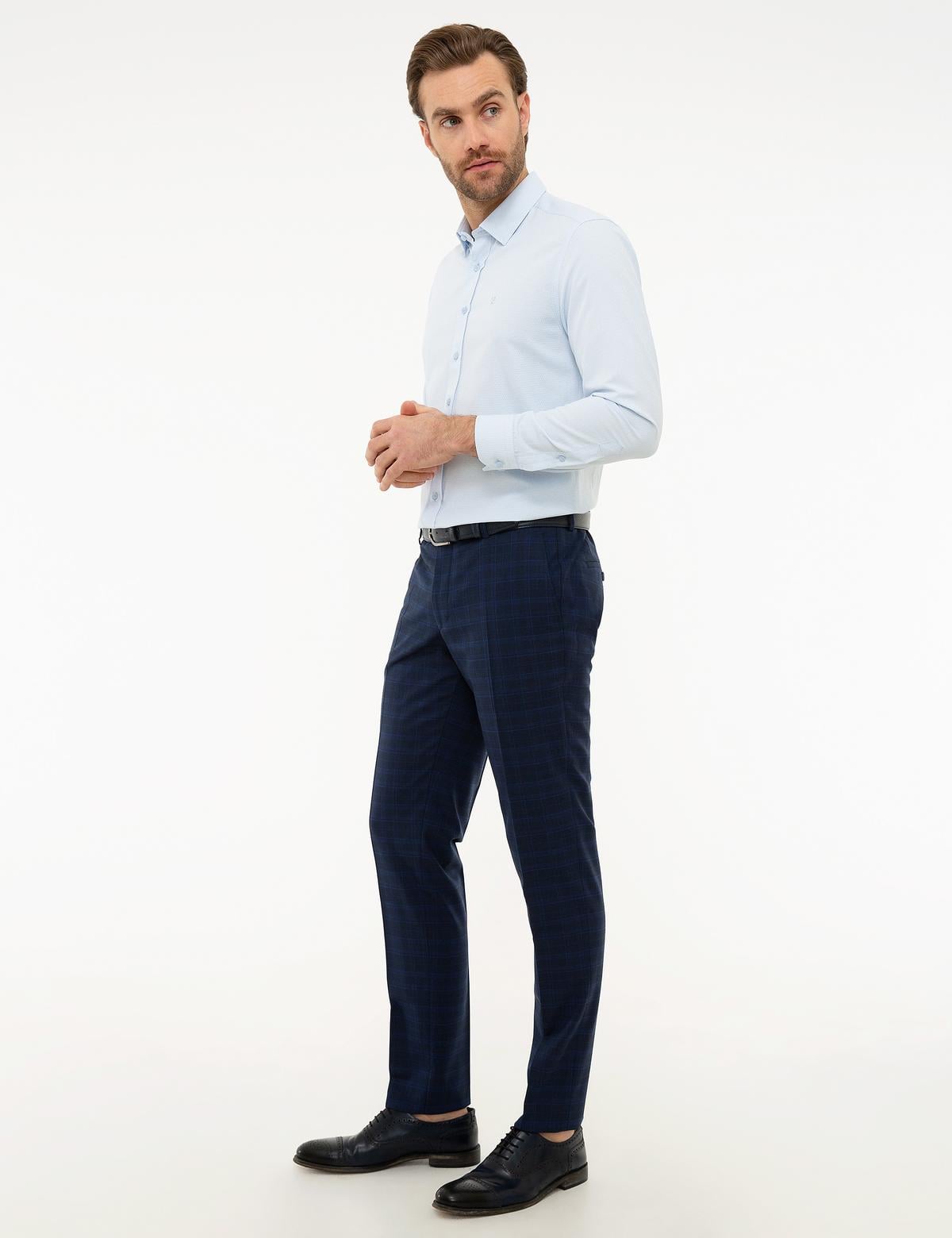 Ekose Lacivert Ekstra Slim Fit Pantolon - 50224055041