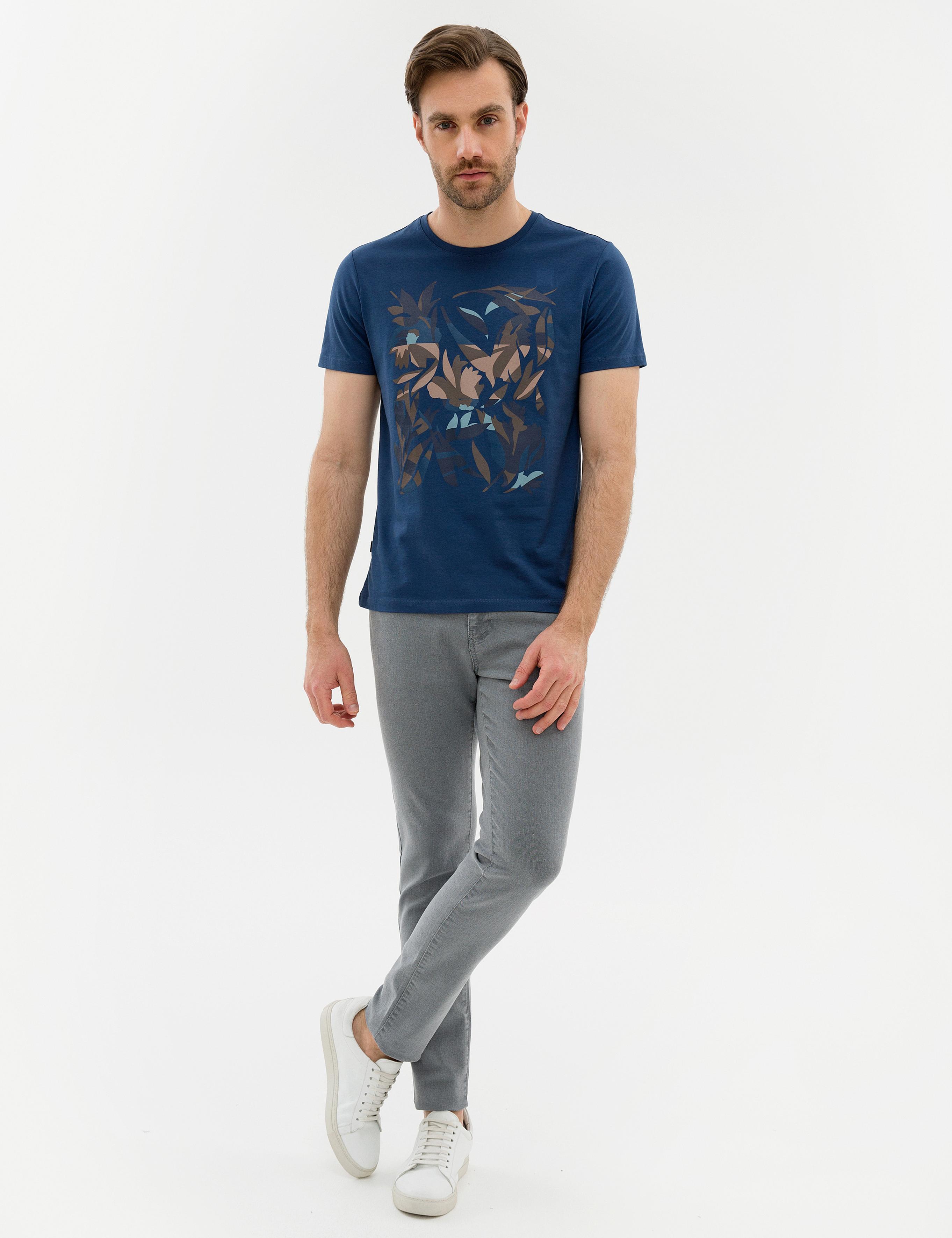 Mavi Slim Fit Bisiklet Yaka T-Shirt
