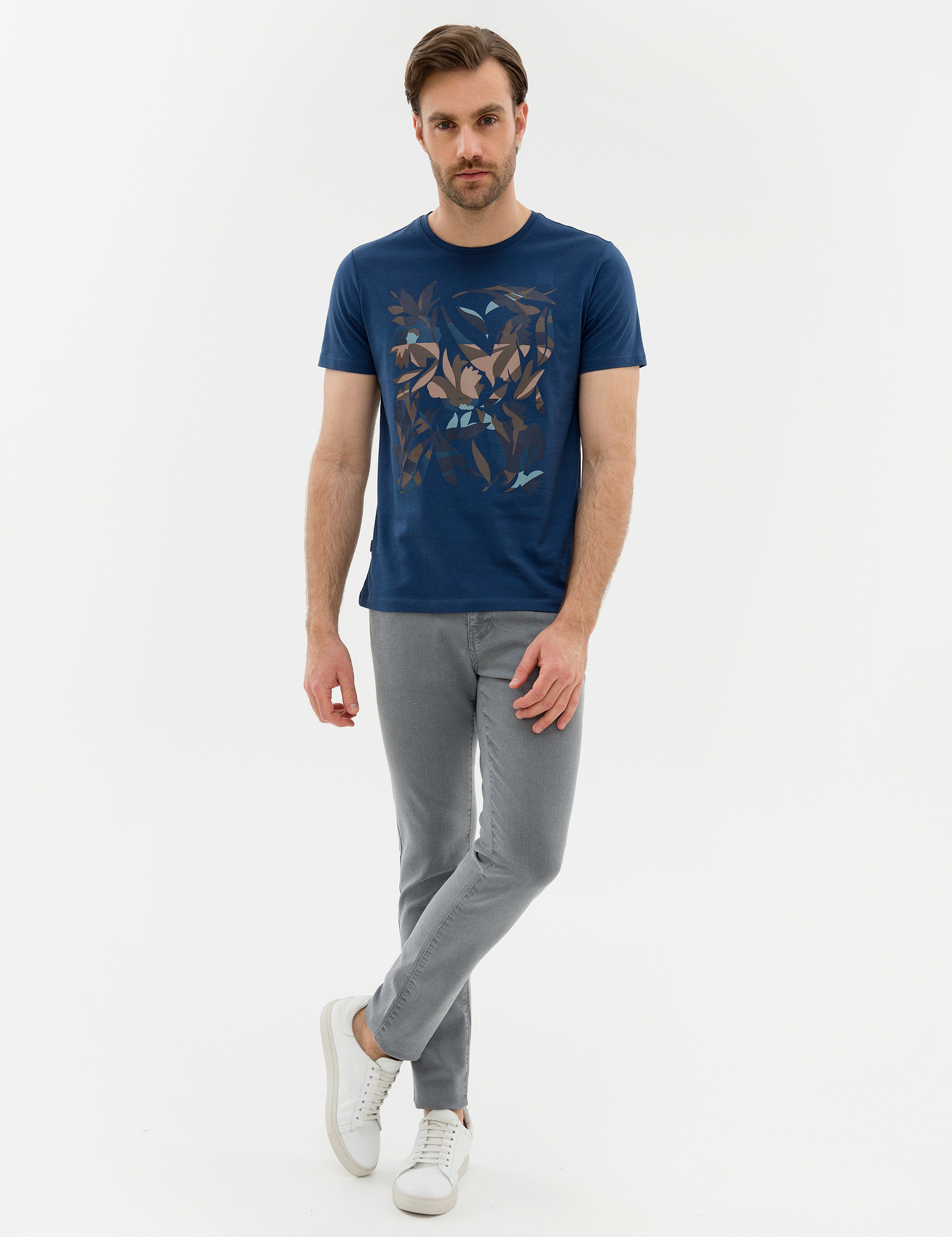 Mavi Slim Fit Bisiklet Yaka T-Shirt - Image 4