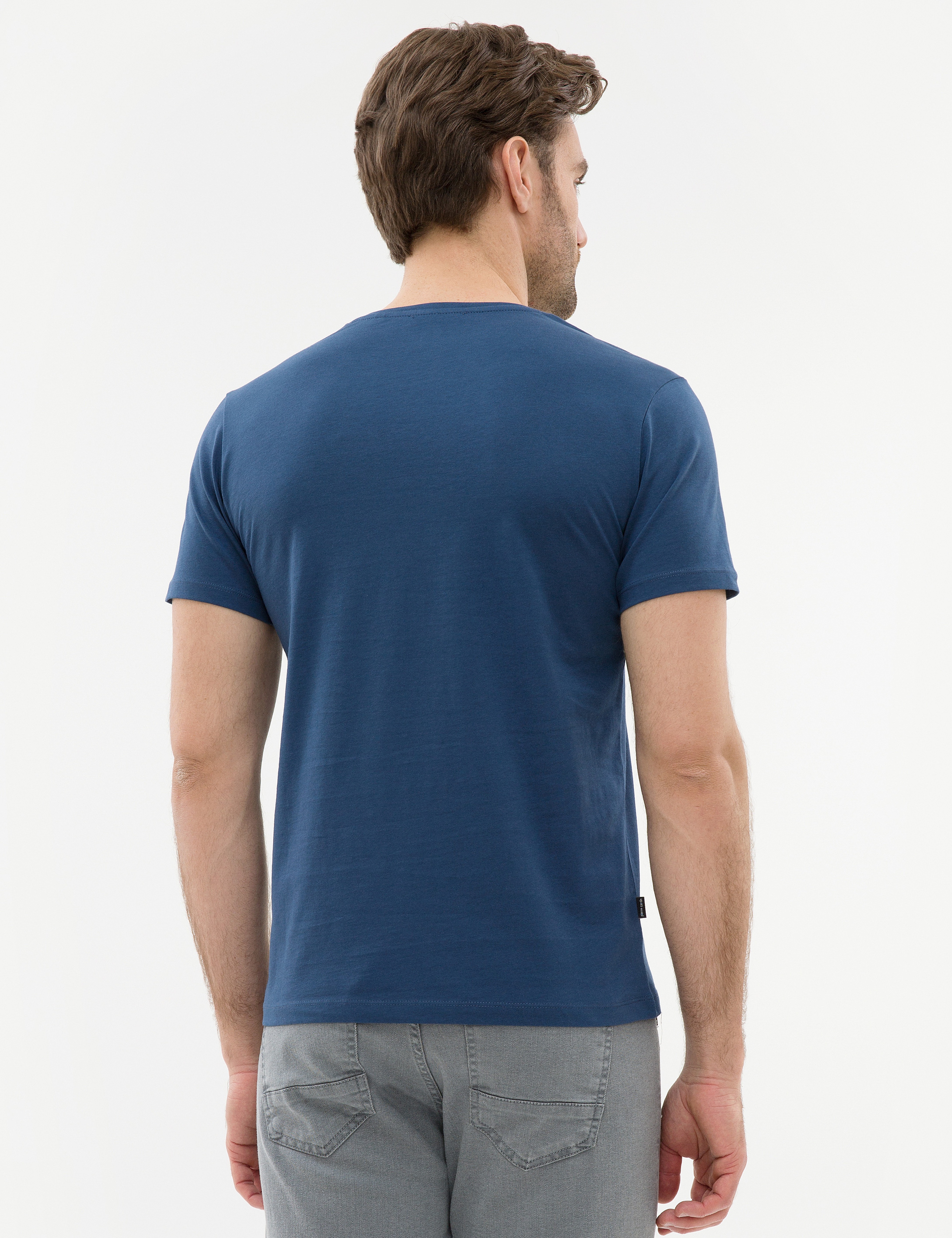 Mavi Slim Fit Bisiklet Yaka T-Shirt - Image 3