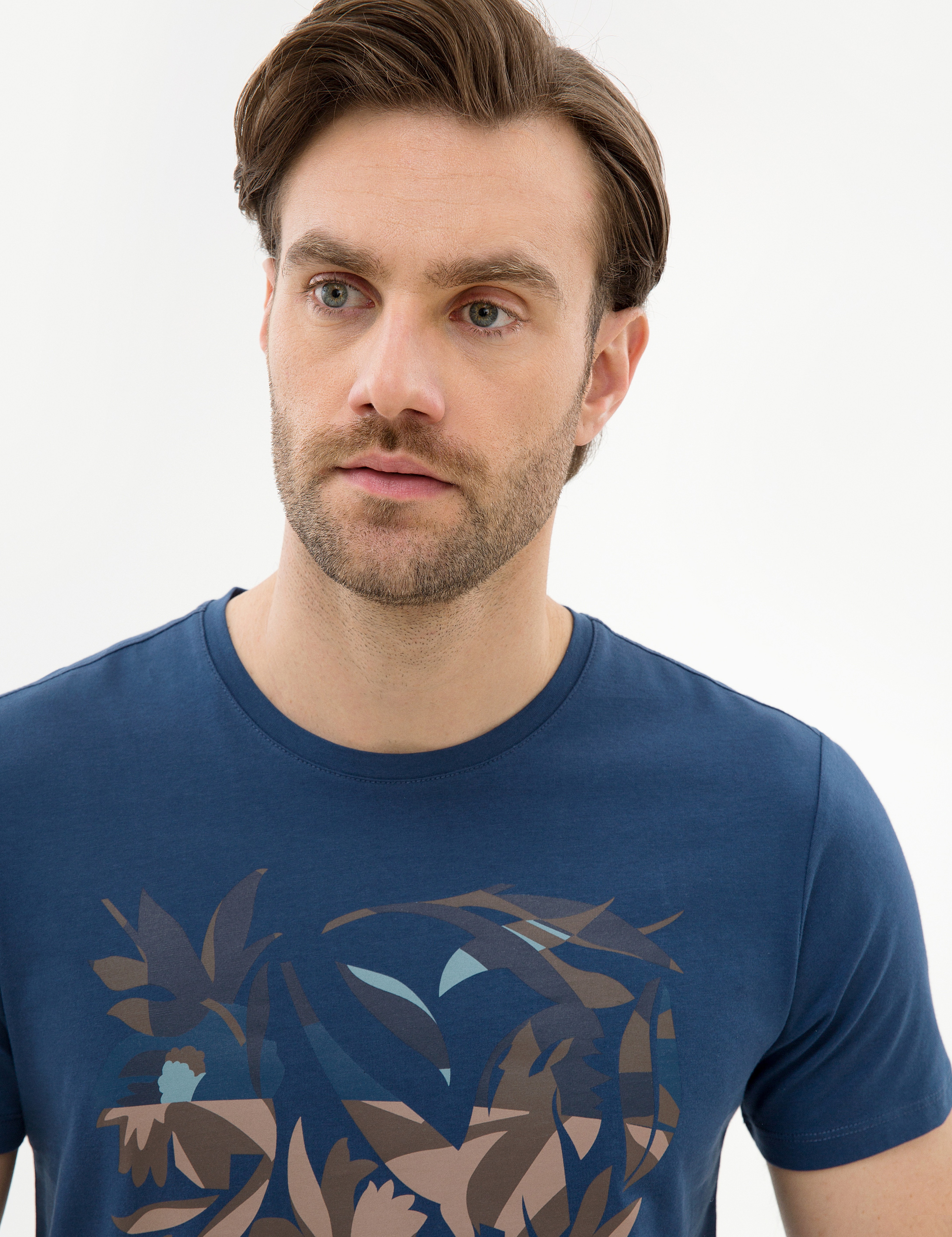 Mavi Slim Fit Bisiklet Yaka T-Shirt - Image 2